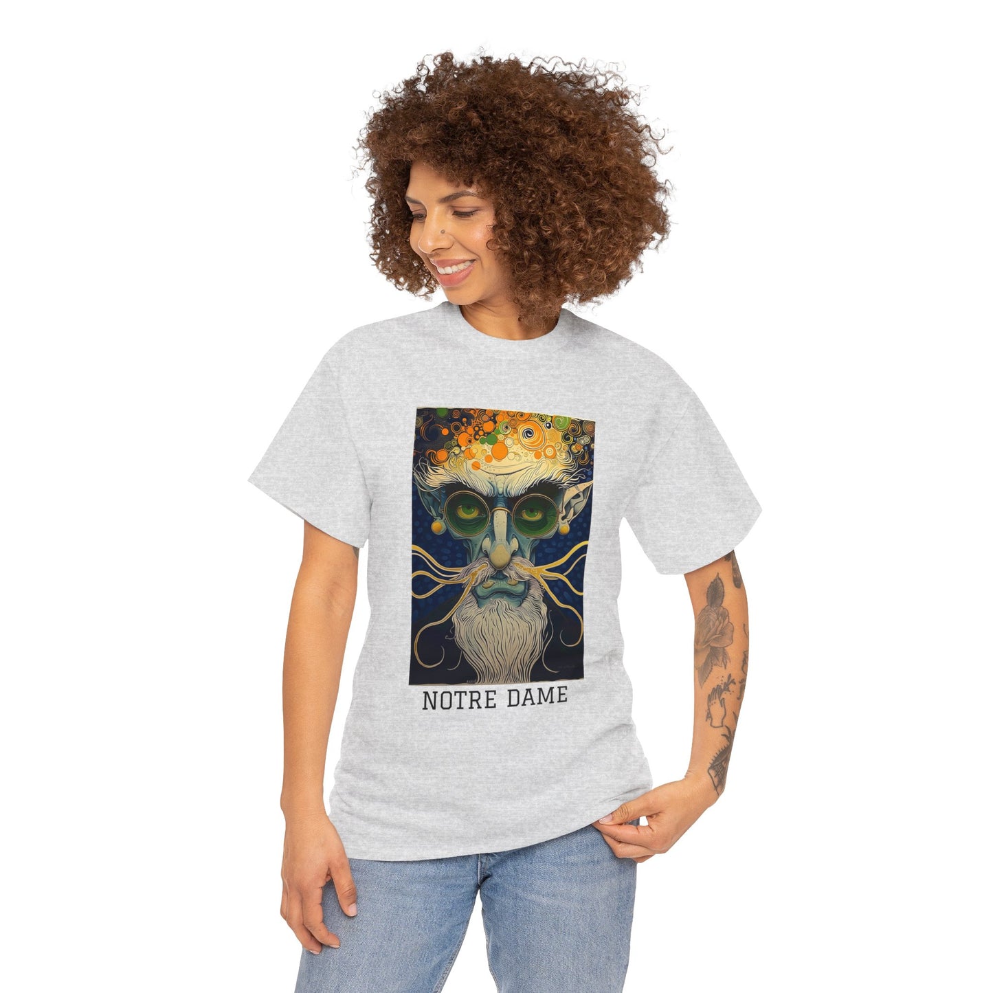 Notre Dame 02F - Unisex Heavy Cotton Tee - Image on the Front
