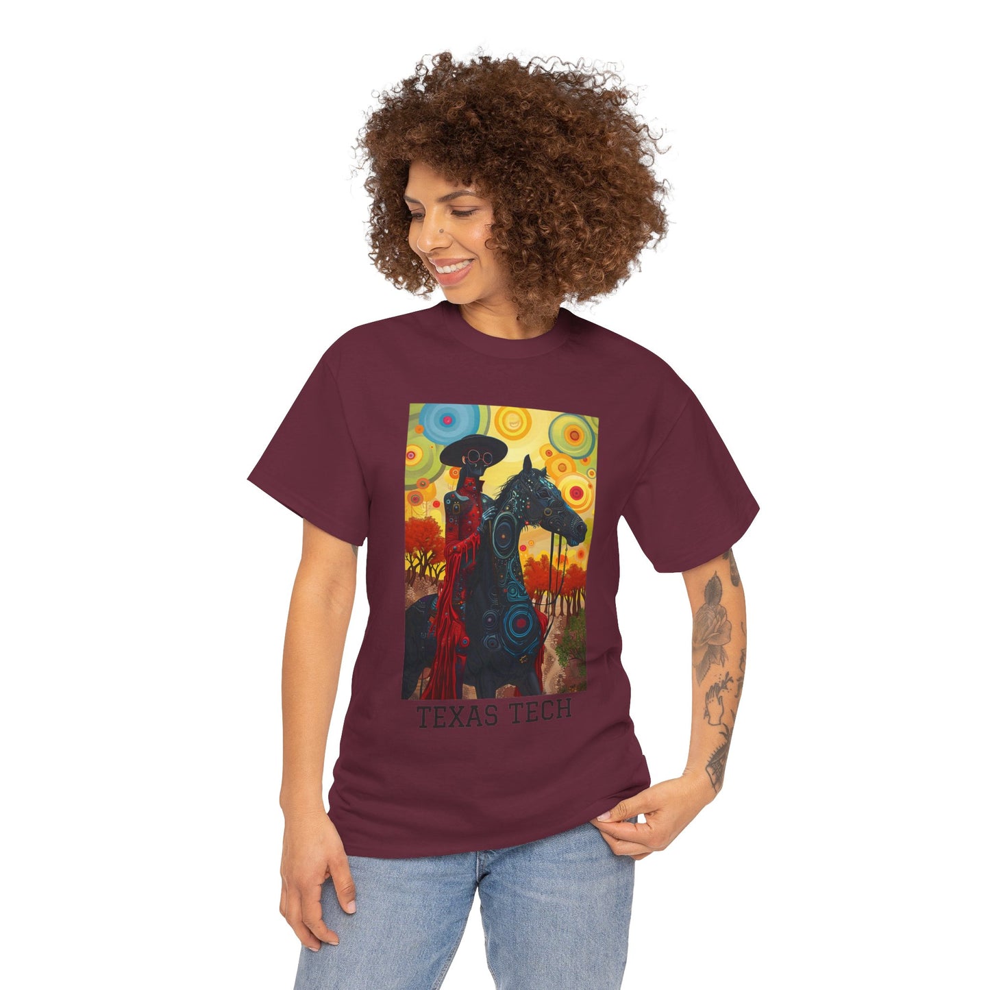 Texas Tech 02F - Unisex Heavy Cotton Tee - Image on the Front