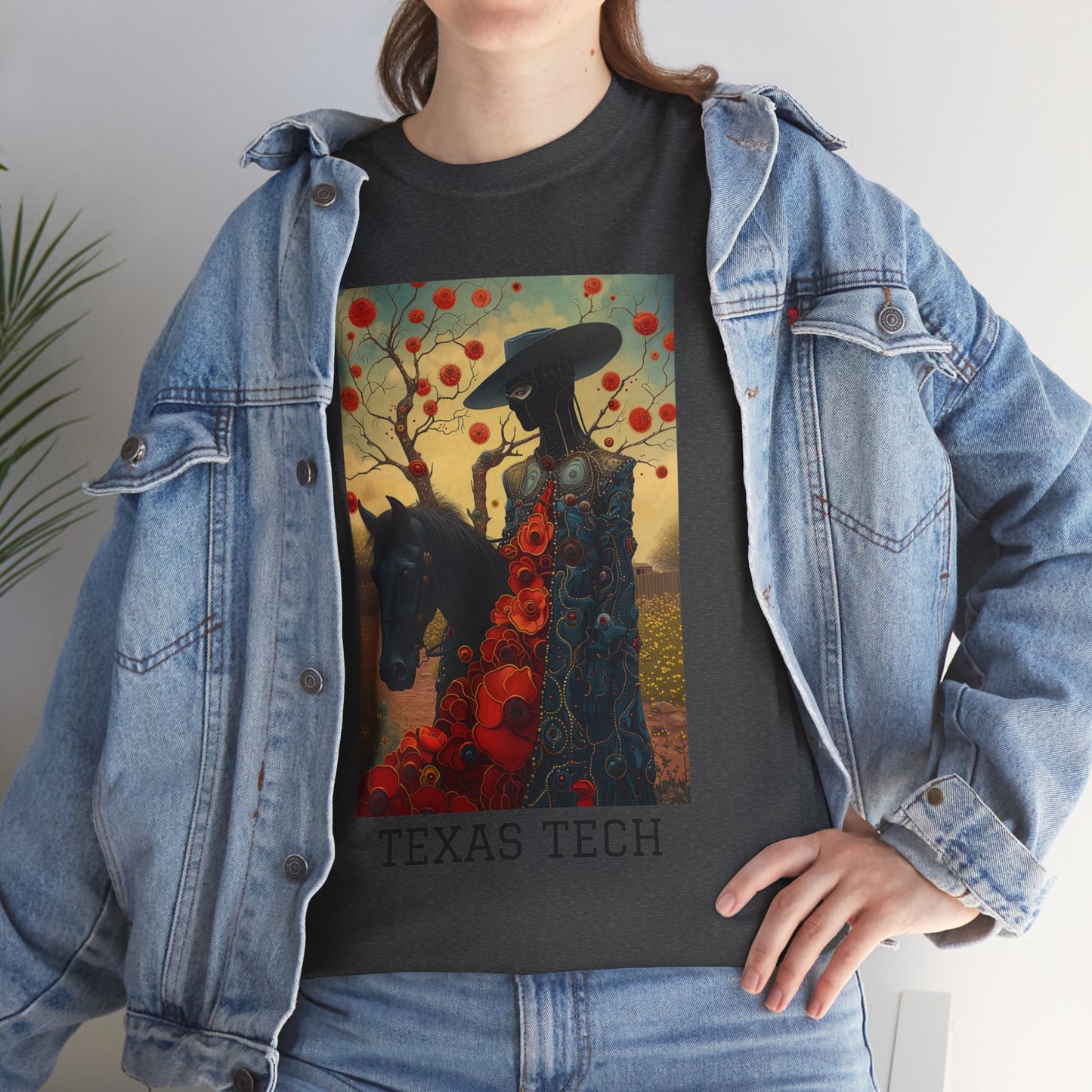 Texas Tech 03F - Unisex Heavy Cotton Tee - Image on the Front