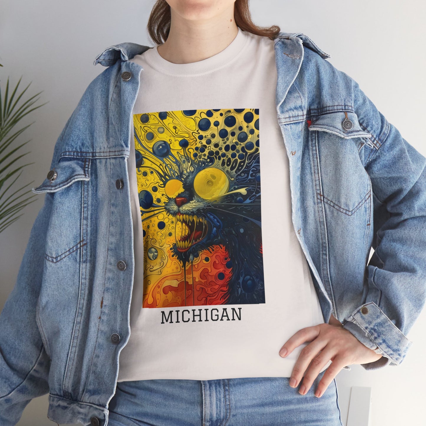 Michigan 02F - Unisex Heavy Cotton Tee - Image on the Front