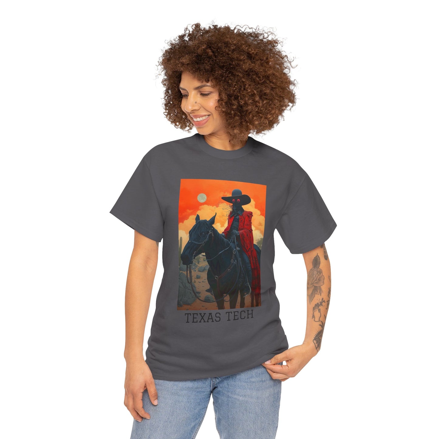 Texas Tech 01F - Unisex Heavy Cotton Tee - Image on the Front