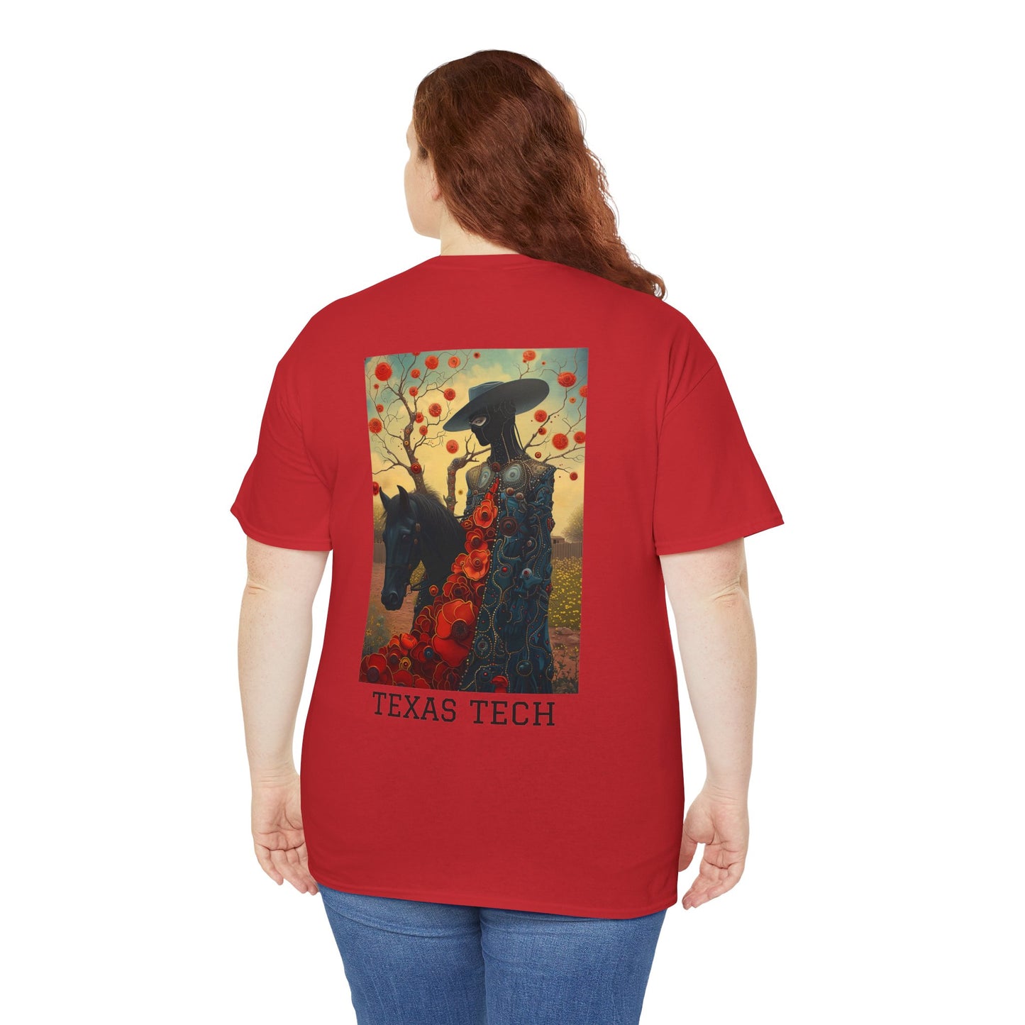 Texas Tech 03B - Unisex Heavy Cotton Tee - Image on the Back