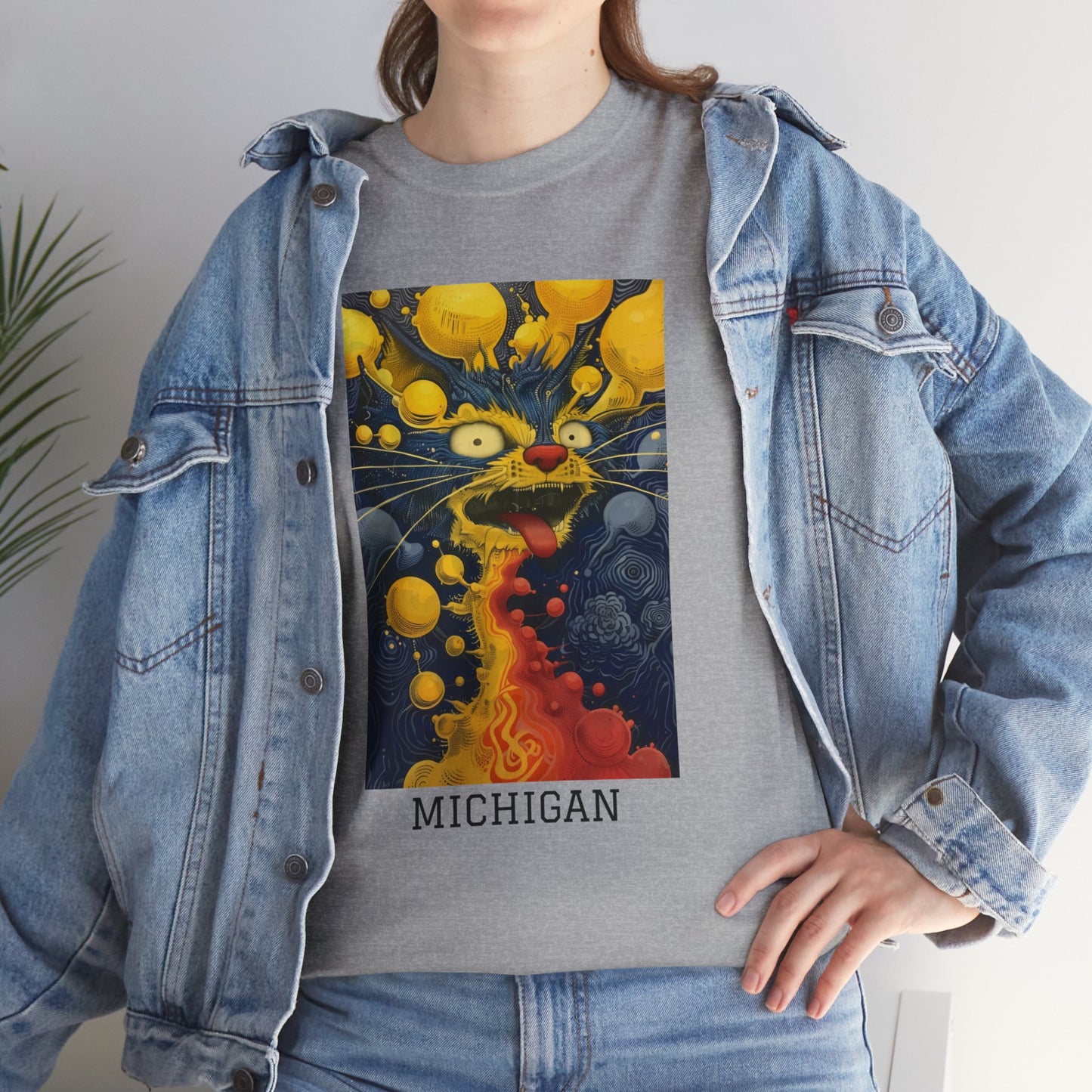 Michigan 01F - Unisex Heavy Cotton Tee - Image on the Front