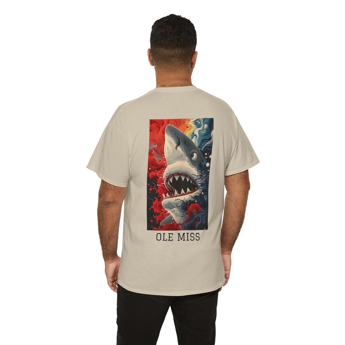 Ole Miss 01B - Unisex Heavy Cotton Tee - Image on the Back