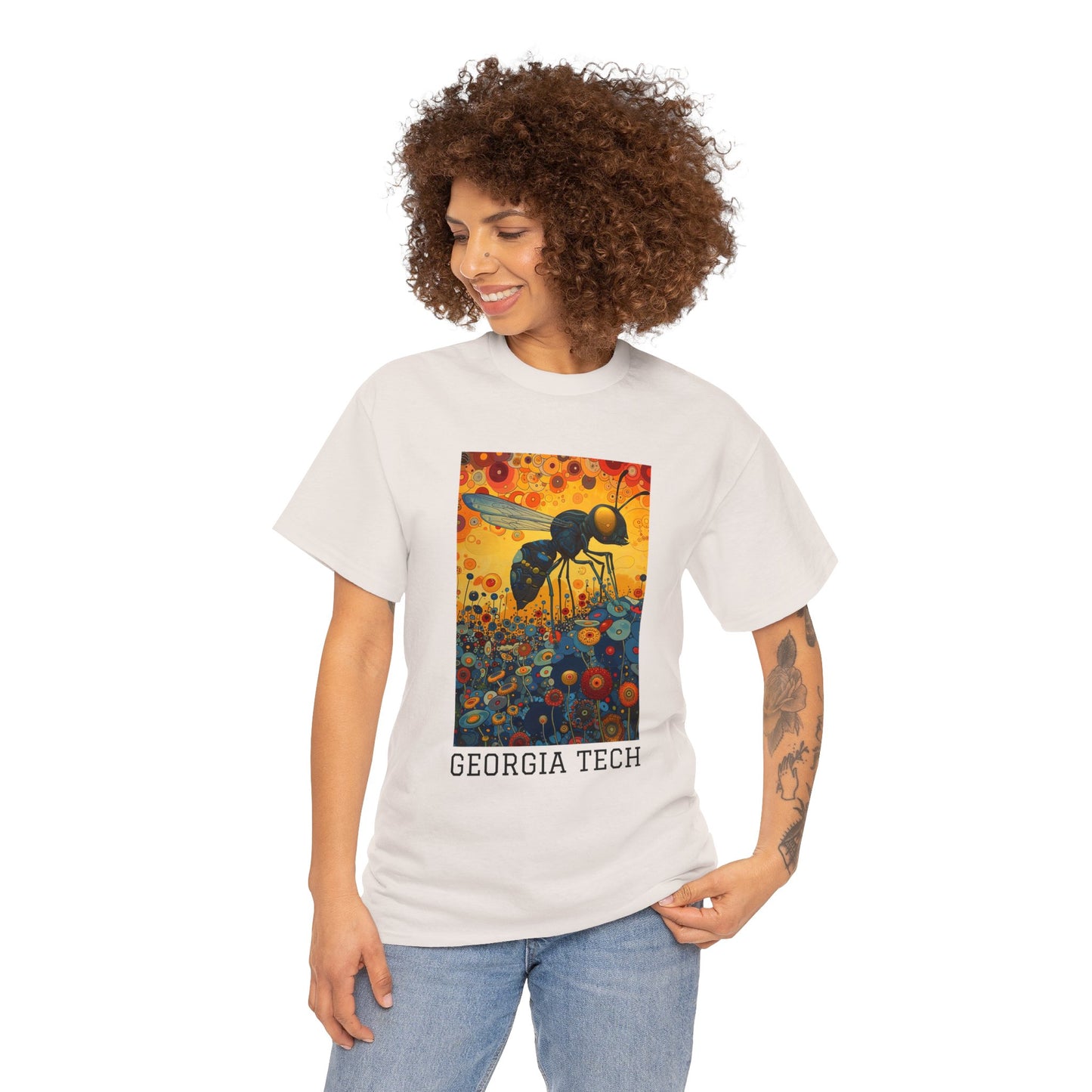 Georgia Tech 02F - Unisex Heavy Cotton Tee - Image on the Front