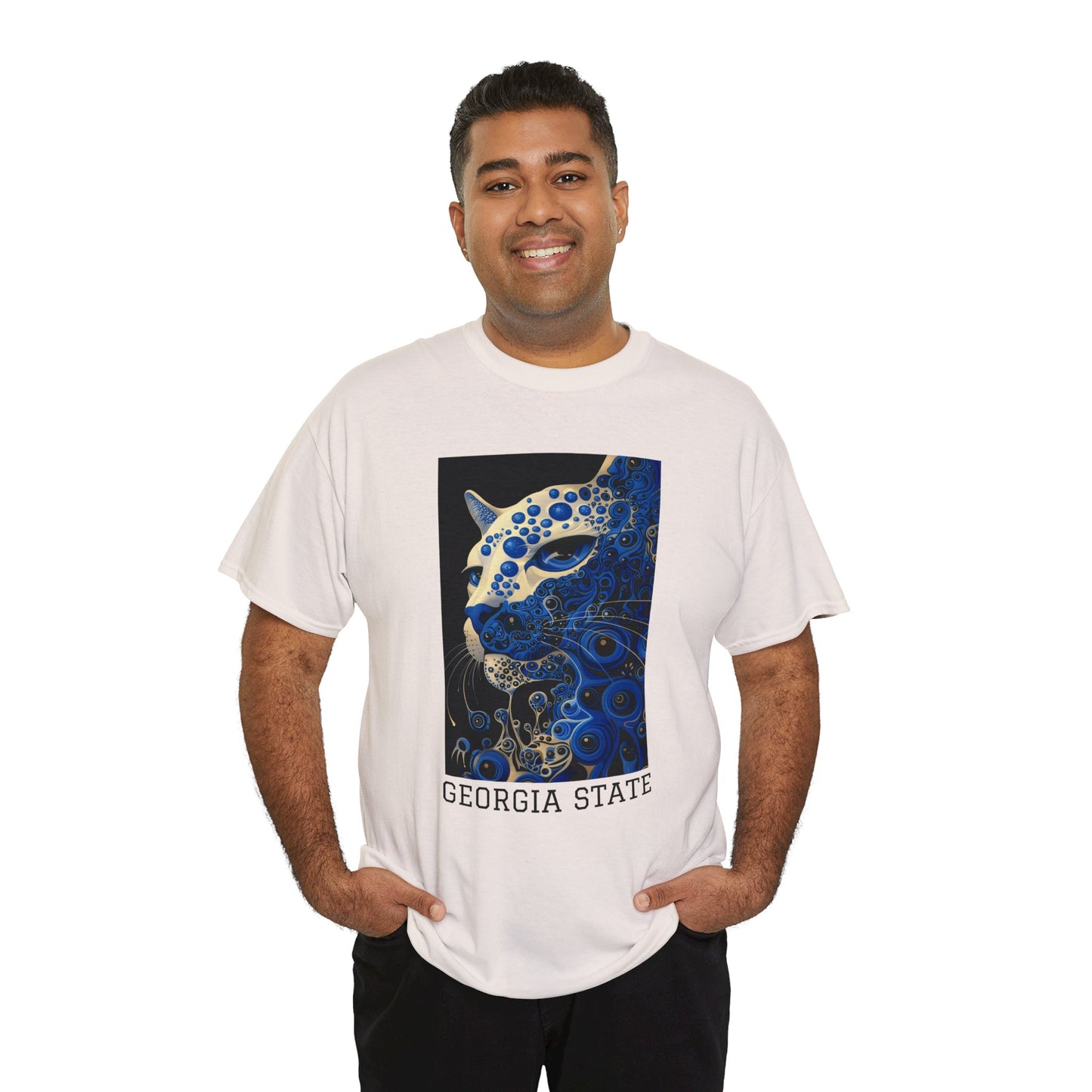 Georgia State 01F - Unisex Heavy Cotton Tee - Image on the Front