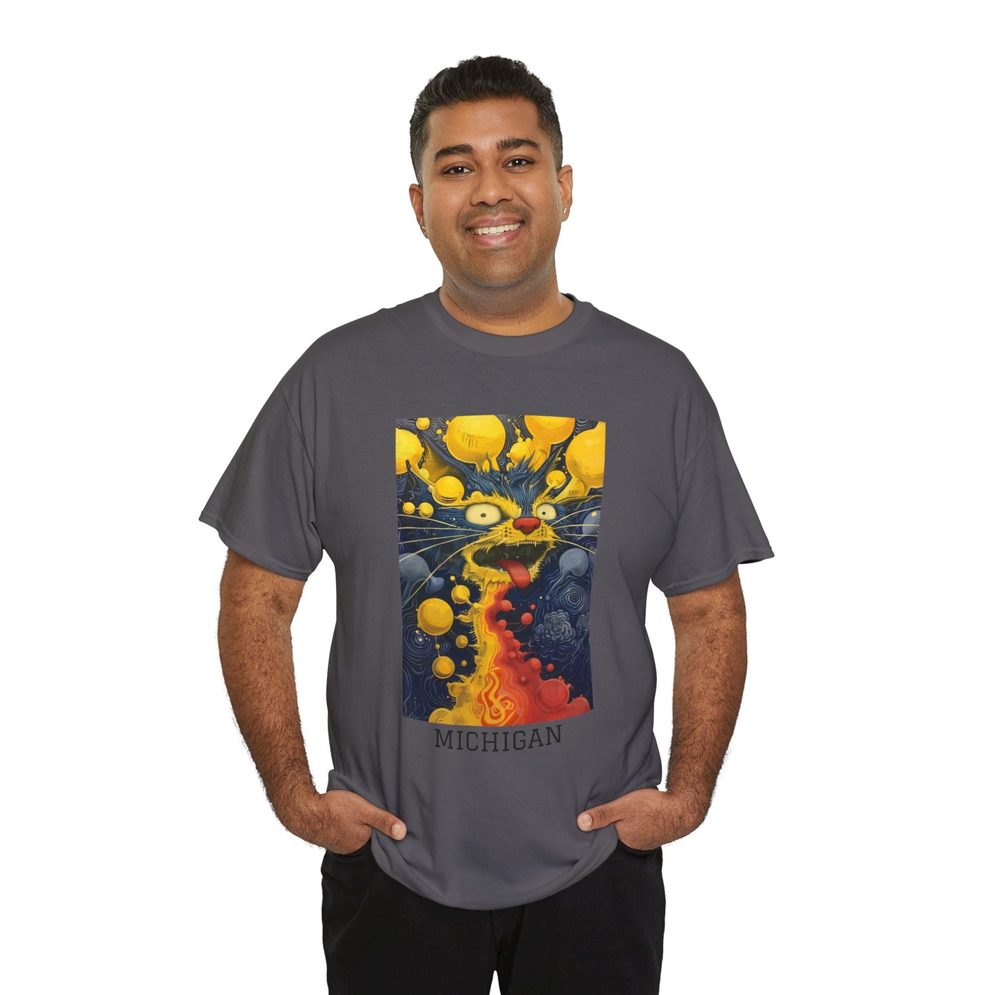 Michigan 01F - Unisex Heavy Cotton Tee - Image on the Front