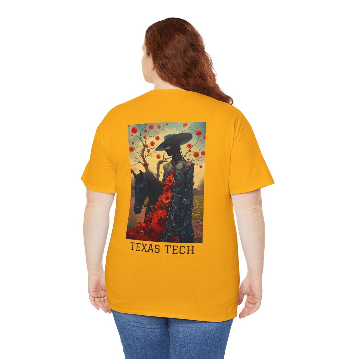 Texas Tech 03B - Unisex Heavy Cotton Tee - Image on the Back