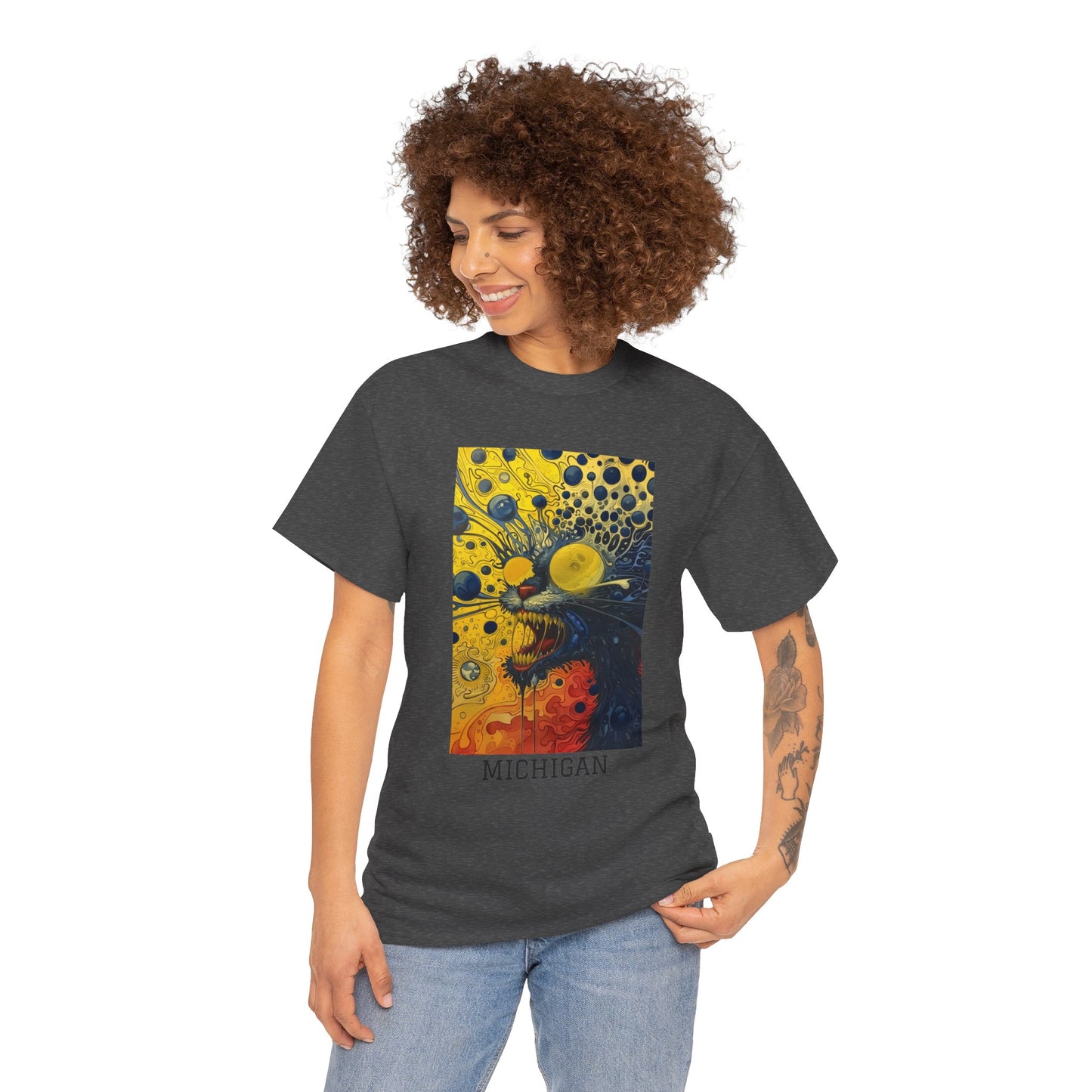 Michigan 02F - Unisex Heavy Cotton Tee - Image on the Front