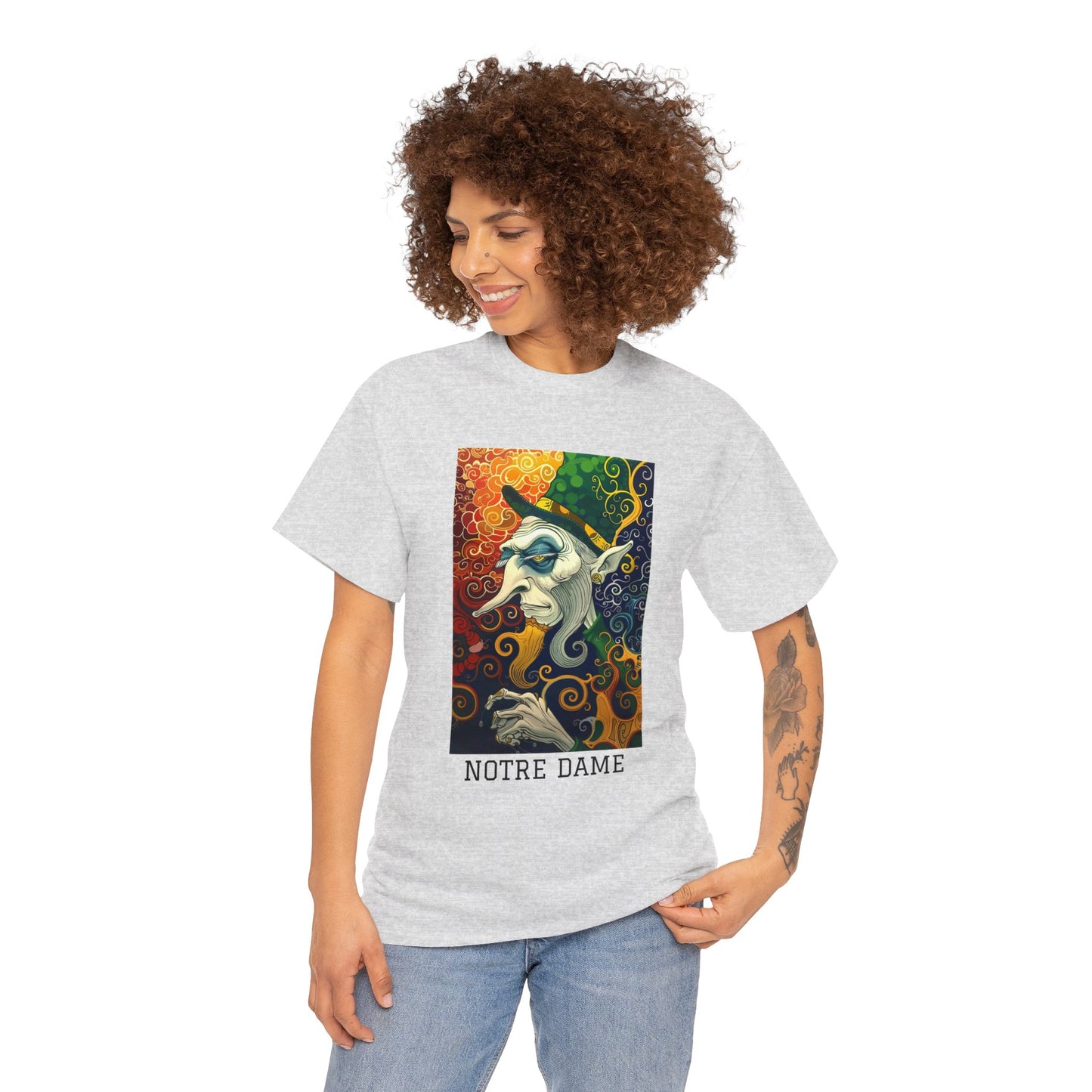 Notre Dame 01F - Unisex Heavy Cotton Tee - Image on the Front