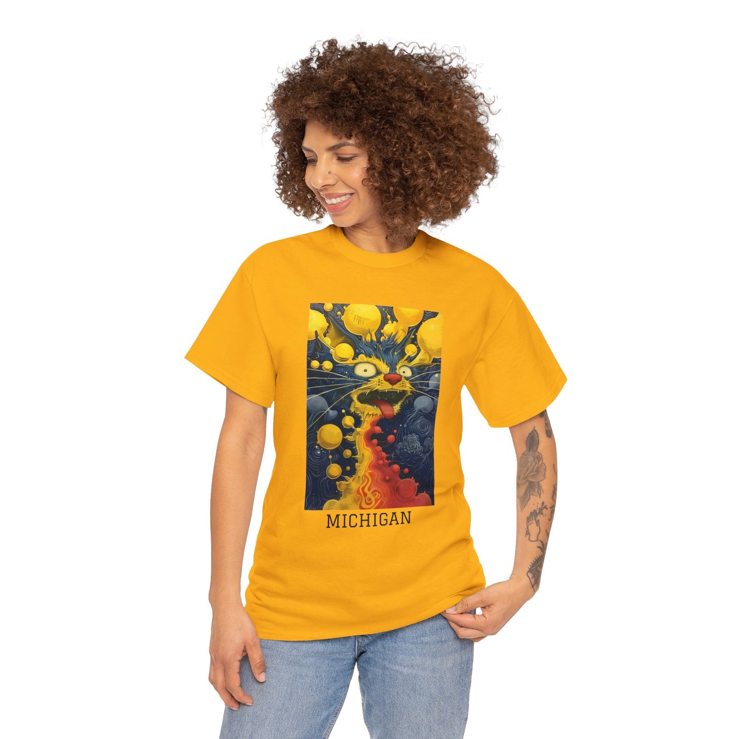 Michigan 01F - Unisex Heavy Cotton Tee - Image on the Front