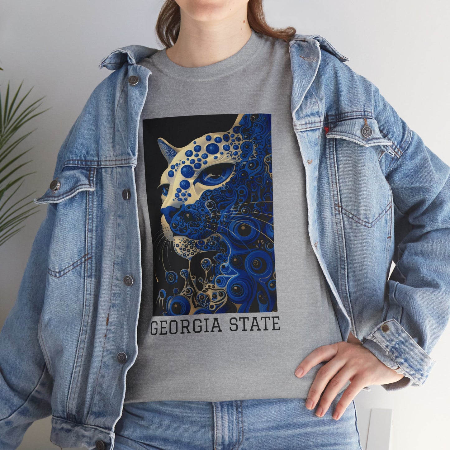 Georgia State 01F - Unisex Heavy Cotton Tee - Image on the Front