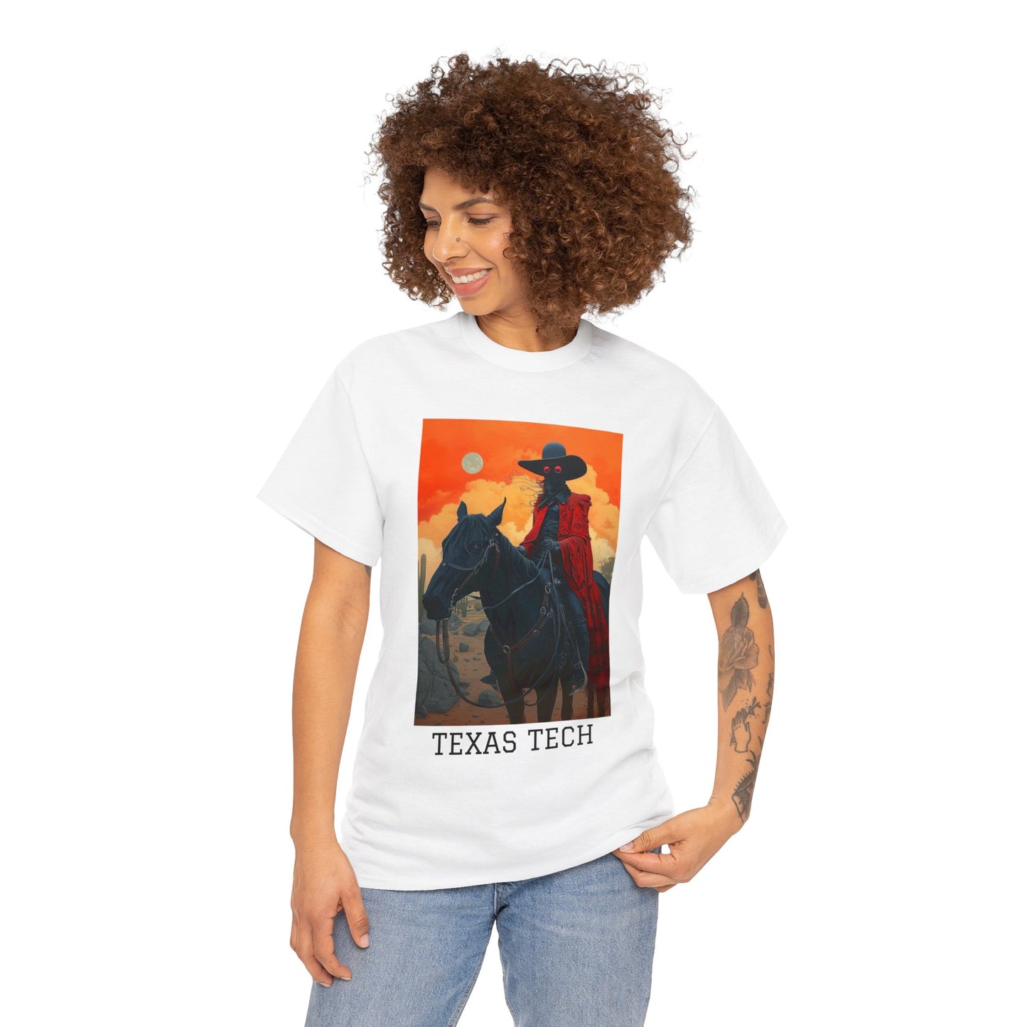Texas Tech 01F - Unisex Heavy Cotton Tee - Image on the Front