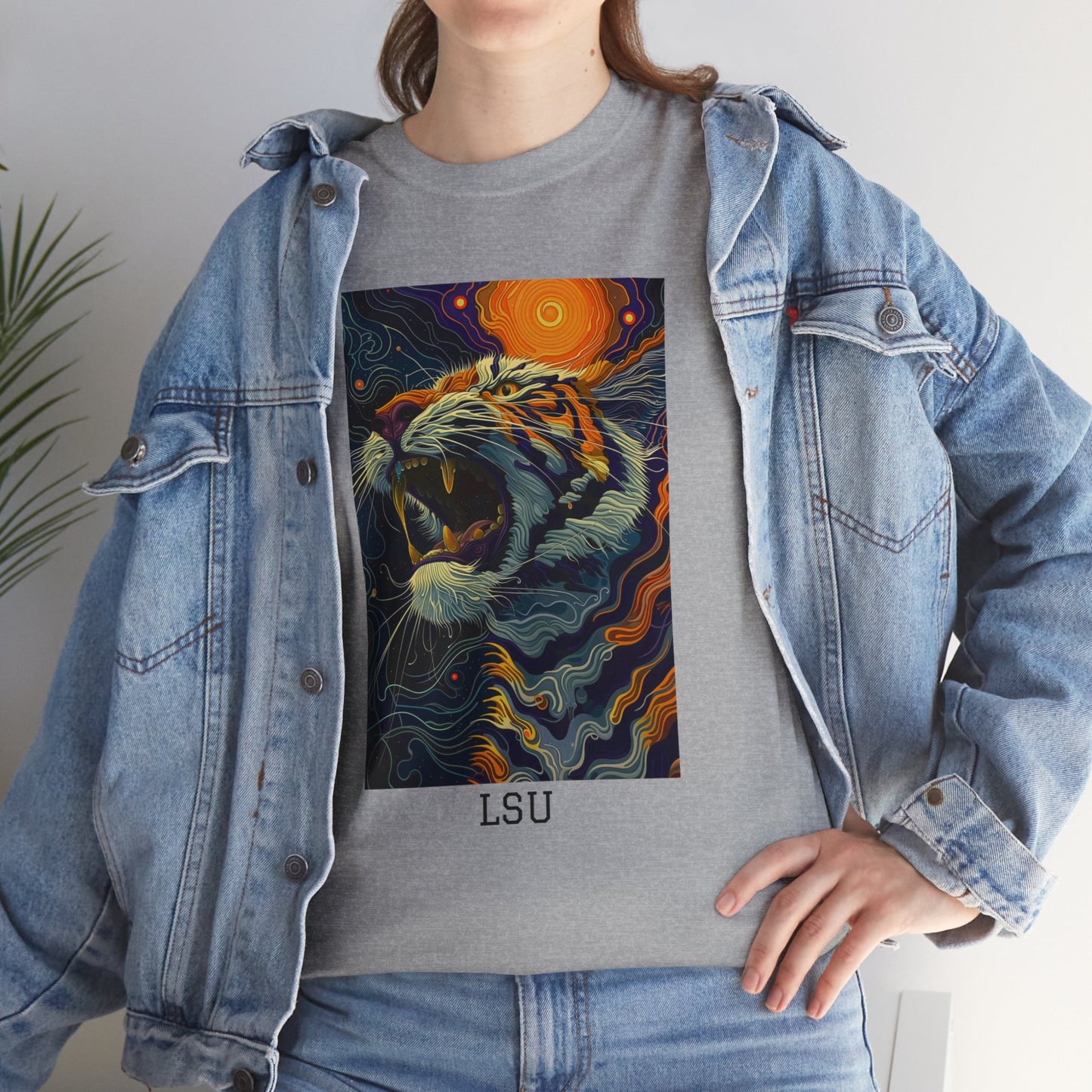 LSU 01F - Unisex Heavy Cotton Tee - Image on the Front