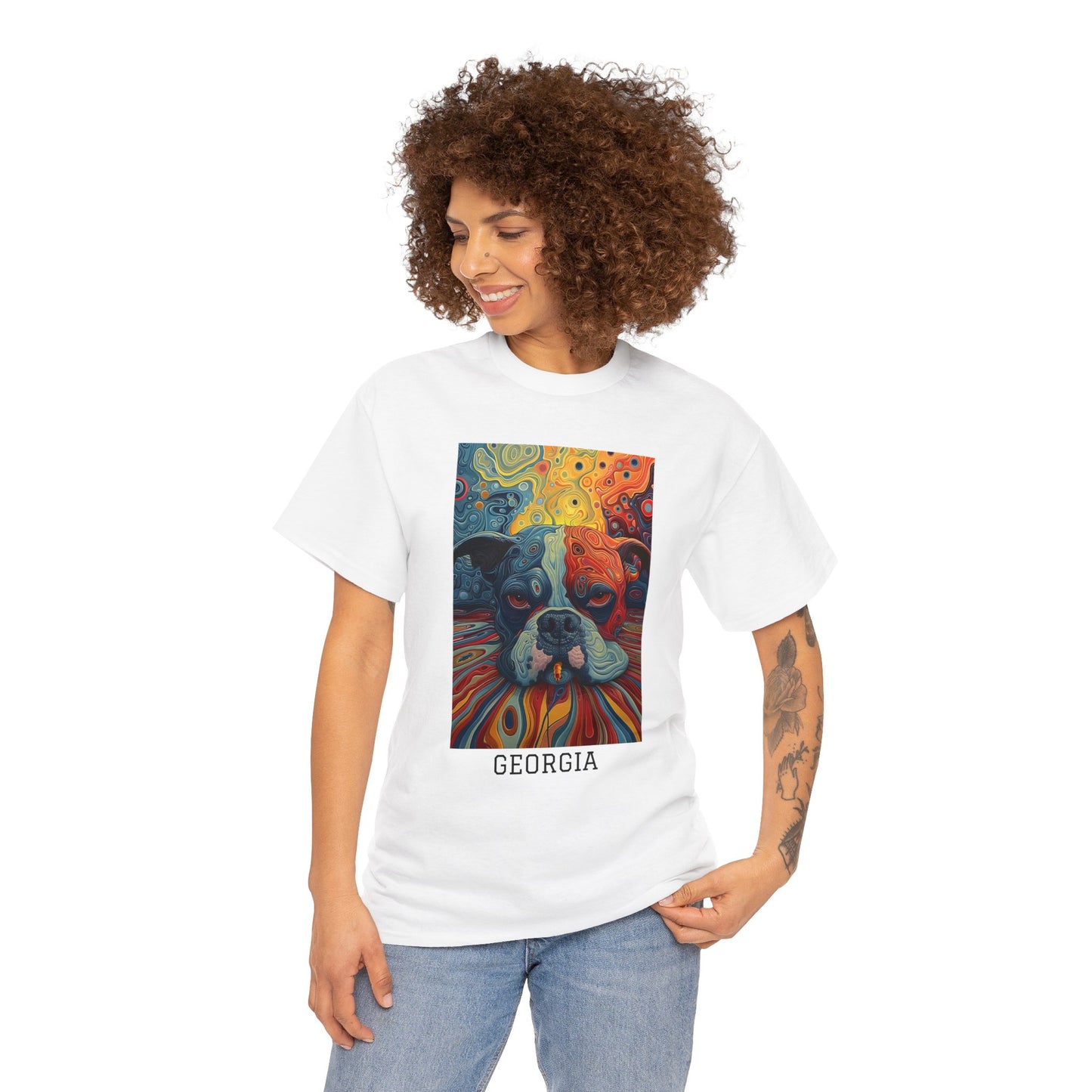 Georgia 03F - Unisex Heavy Cotton Tee - Image on the Front