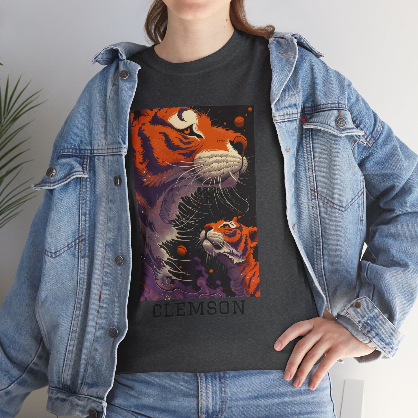Clemson 01F - Unisex Heavy Cotton Tee - Image on the Front