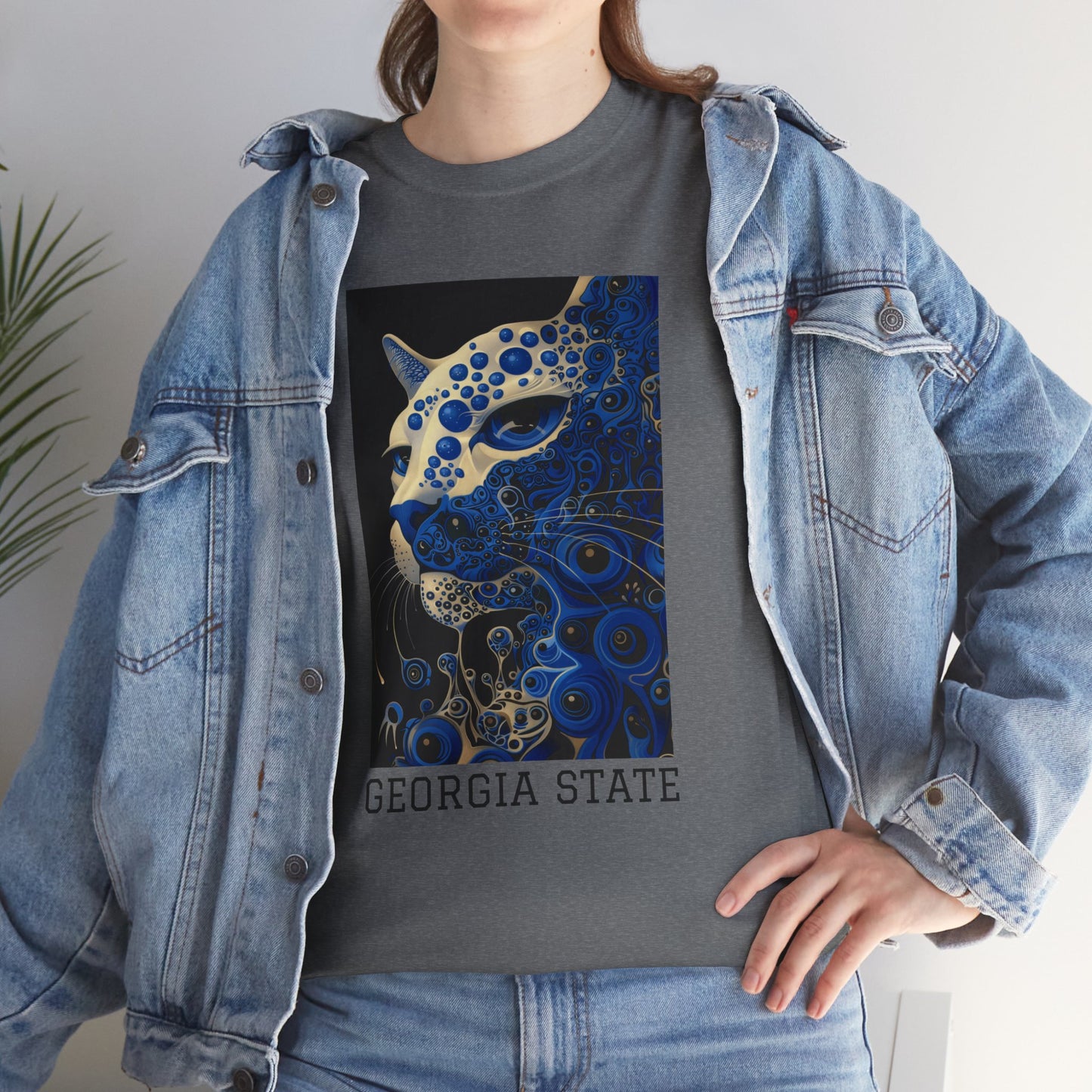 Georgia State 01F - Unisex Heavy Cotton Tee - Image on the Front