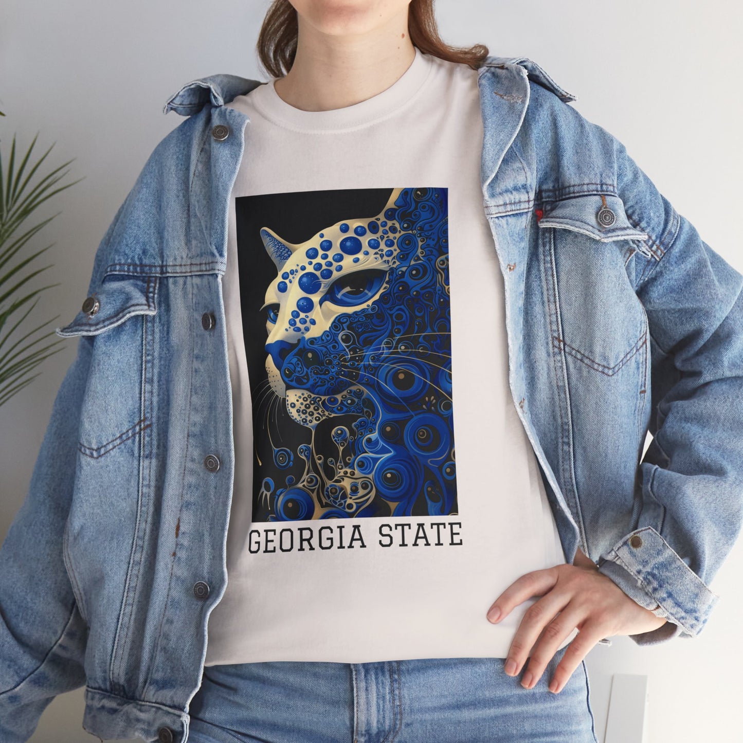 Georgia State 01F - Unisex Heavy Cotton Tee - Image on the Front