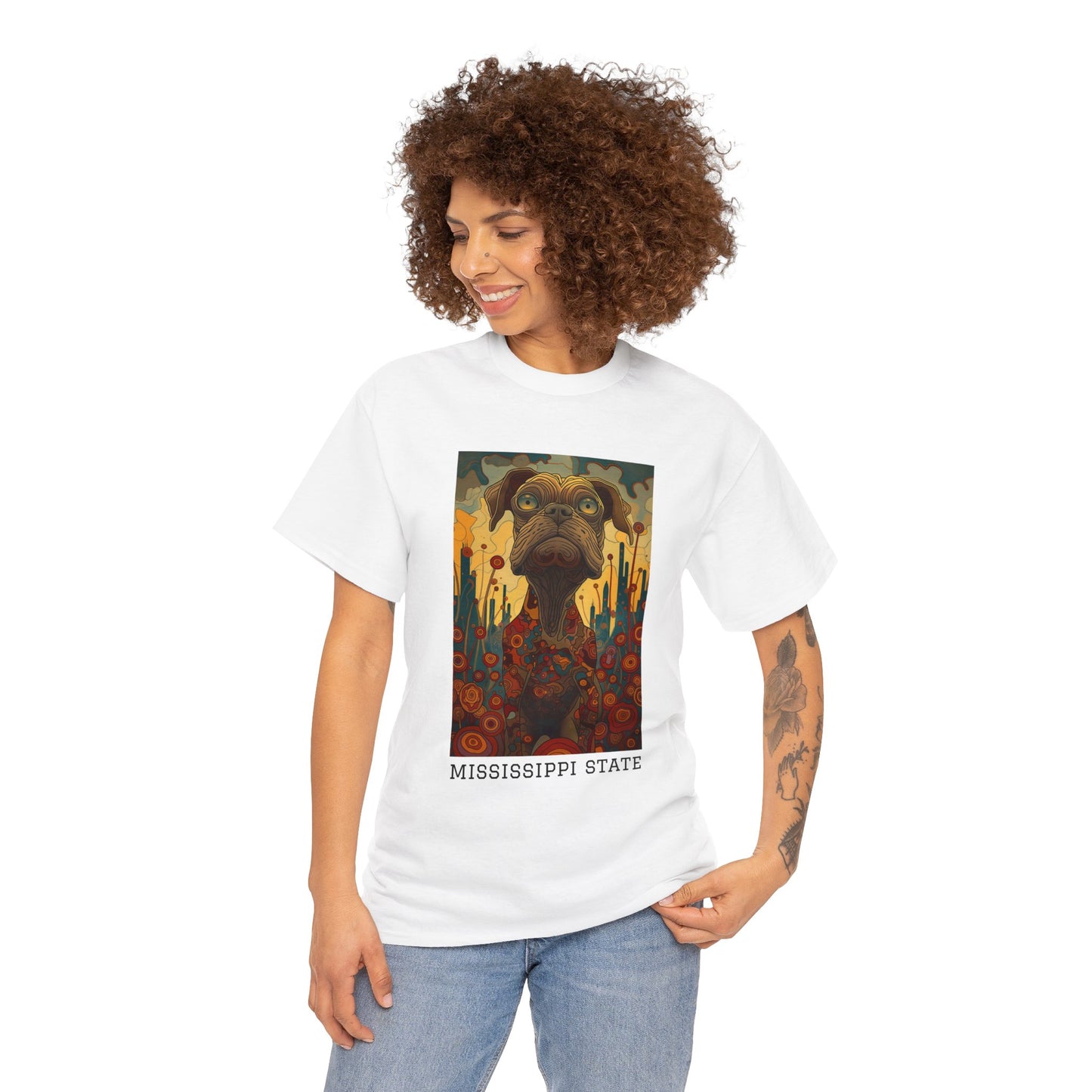 Mississippi State 01F - Unisex Heavy Cotton Tee - Image on the Front