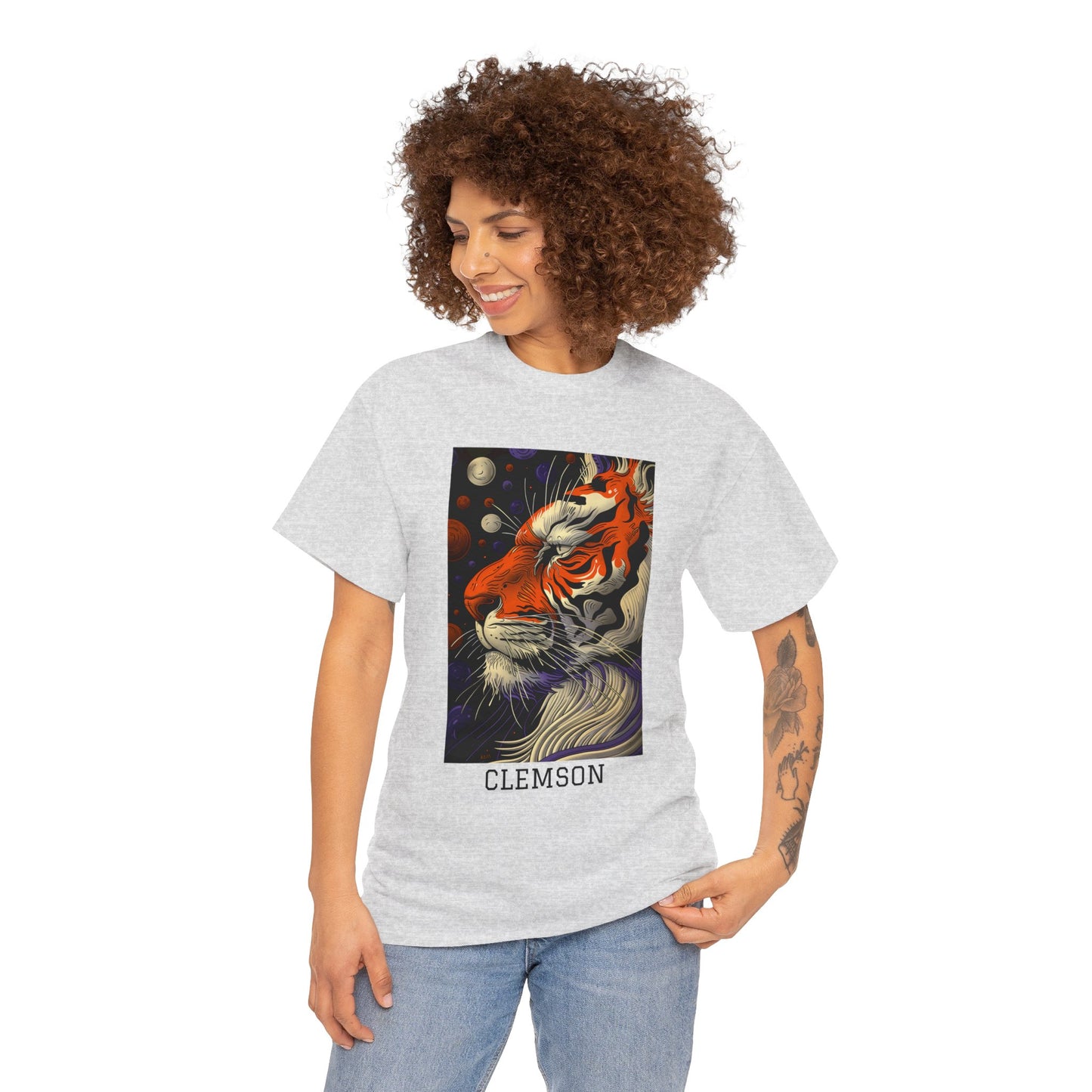 Clemson 02F - Unisex Heavy Cotton Tee - Image on the Front