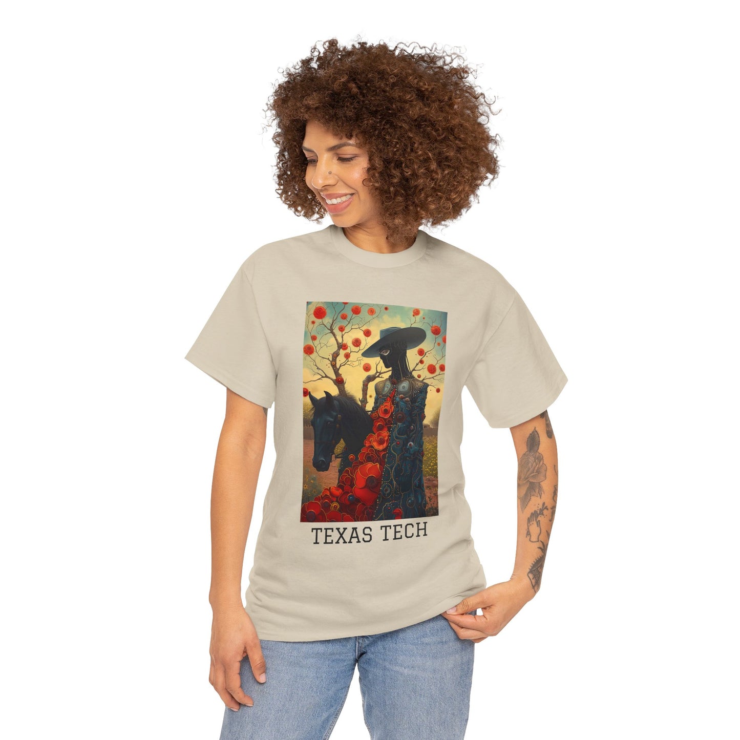 Texas Tech 03F - Unisex Heavy Cotton Tee - Image on the Front