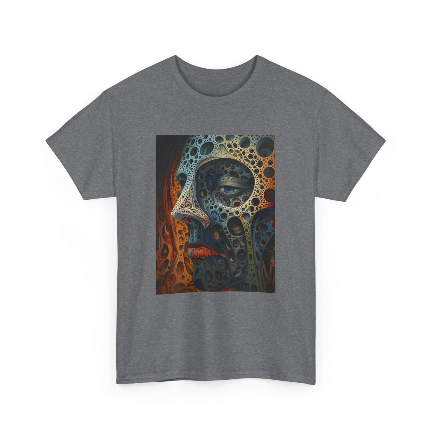 Face 01F - Unisex Heavy Cotton Tee - Image on the Front
