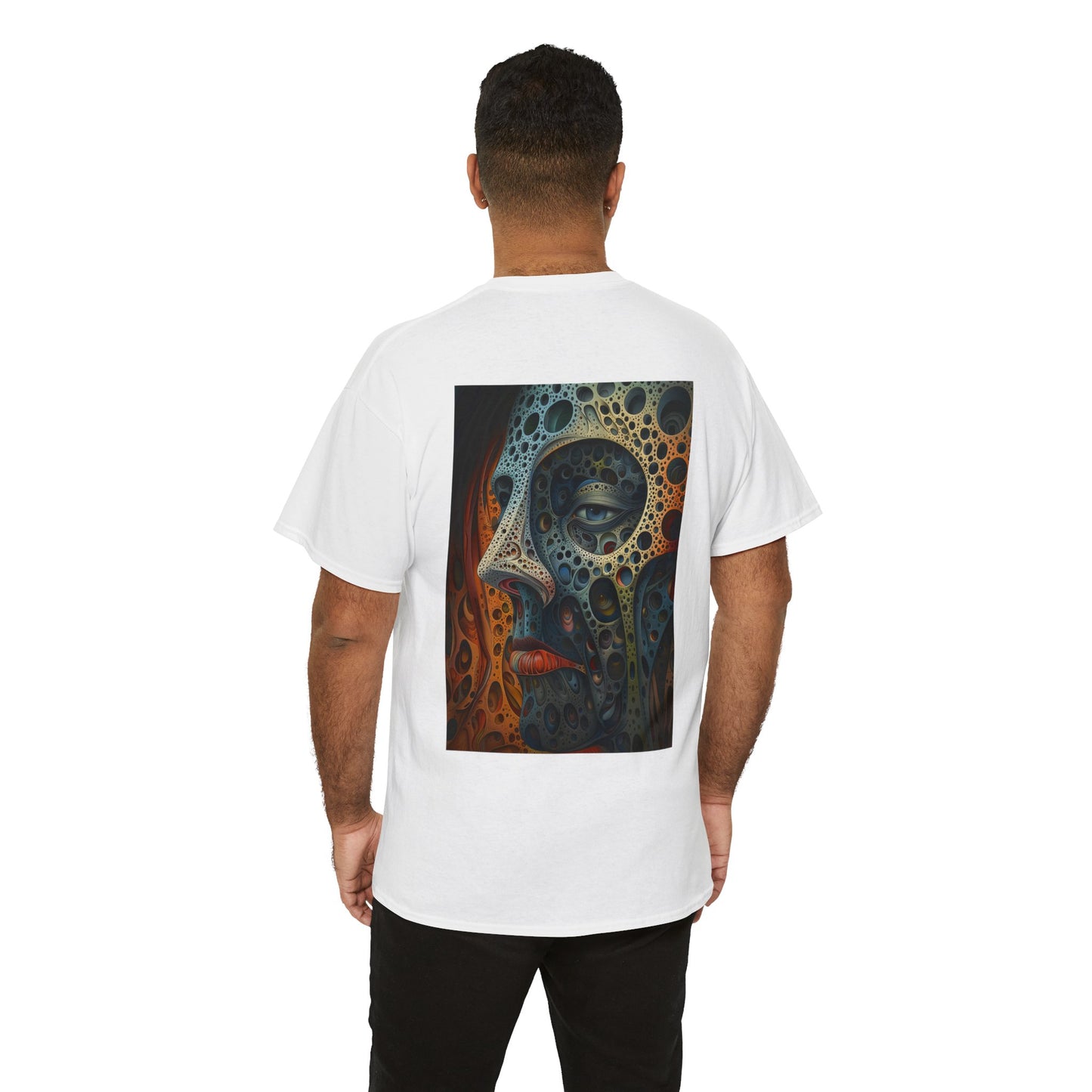 Face 01B - Unisex Heavy Cotton Tee - Image on the Back
