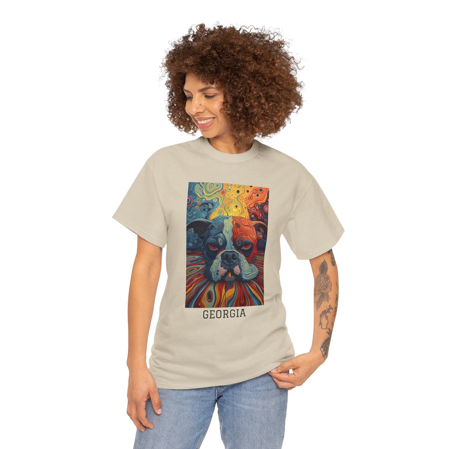 Georgia 03F - Unisex Heavy Cotton Tee - Image on the Front