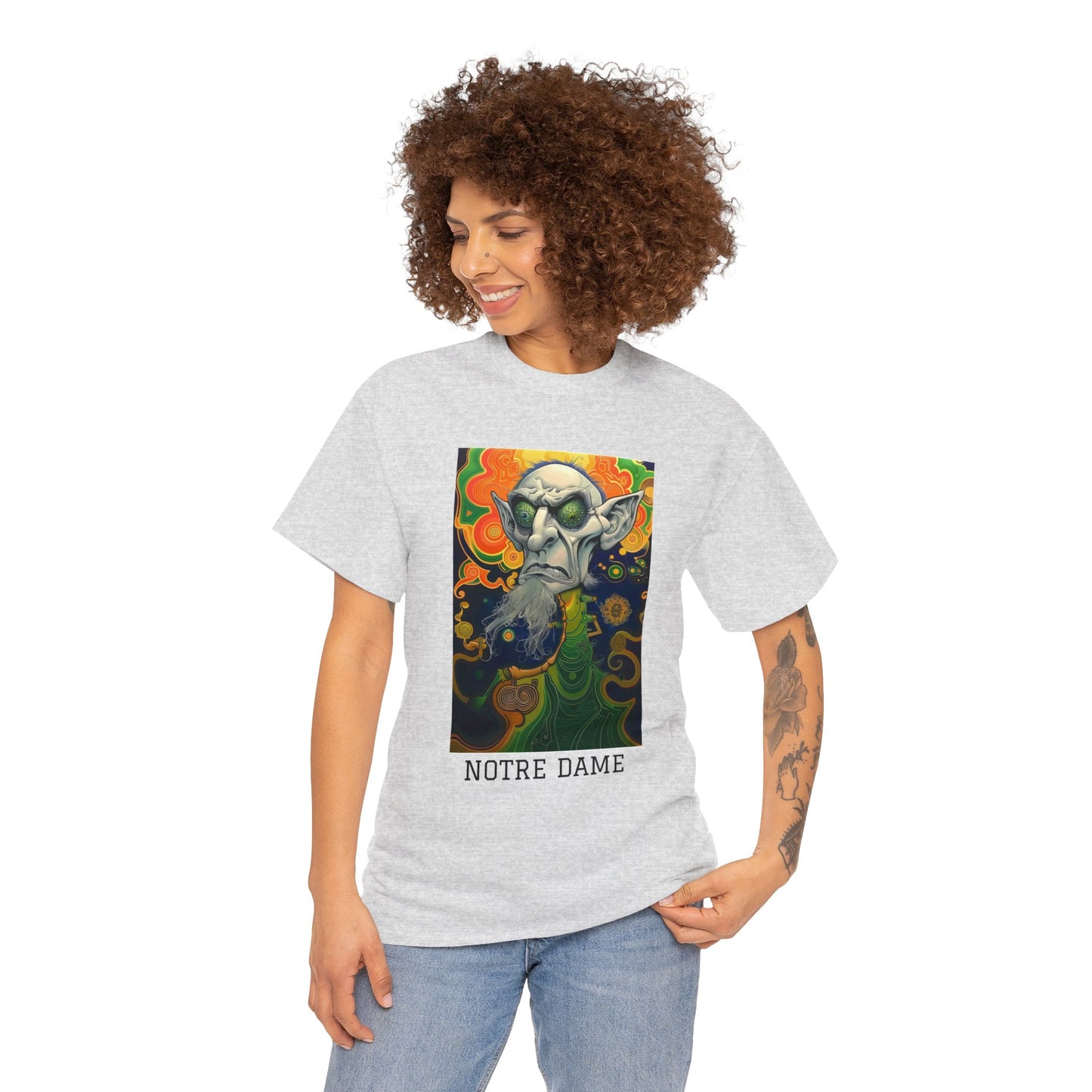 Notre Dame 03F - Unisex Heavy Cotton Tee - Image on the Front