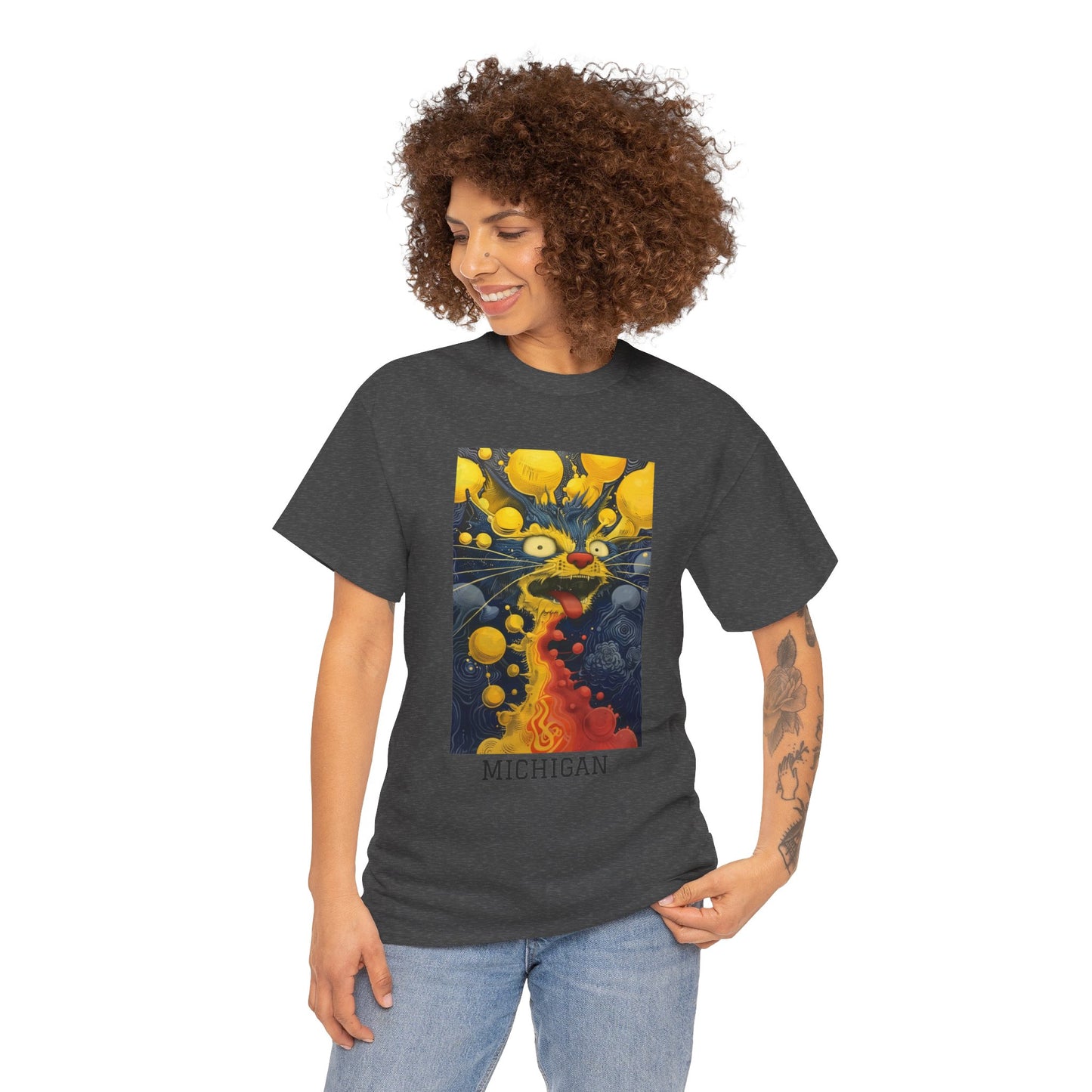Michigan 01F - Unisex Heavy Cotton Tee - Image on the Front