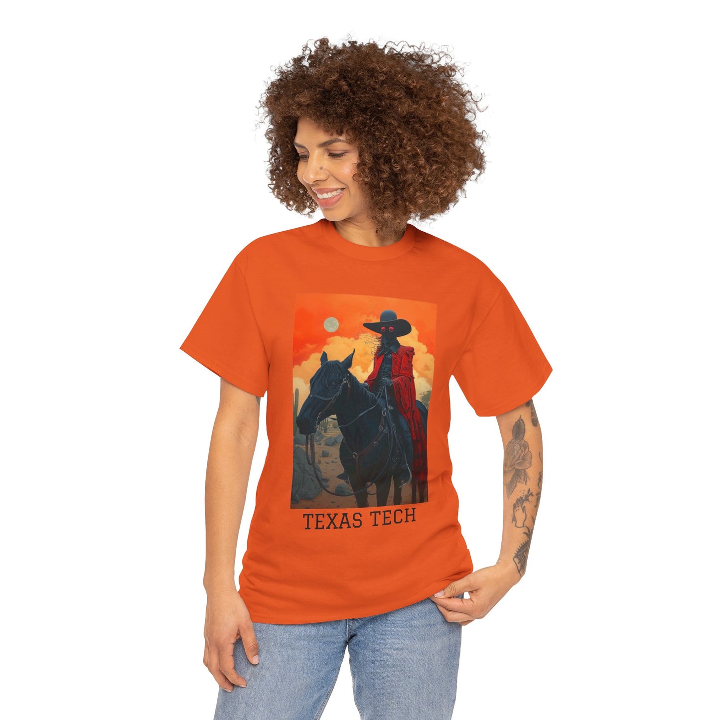 Texas Tech 01F - Unisex Heavy Cotton Tee - Image on the Front