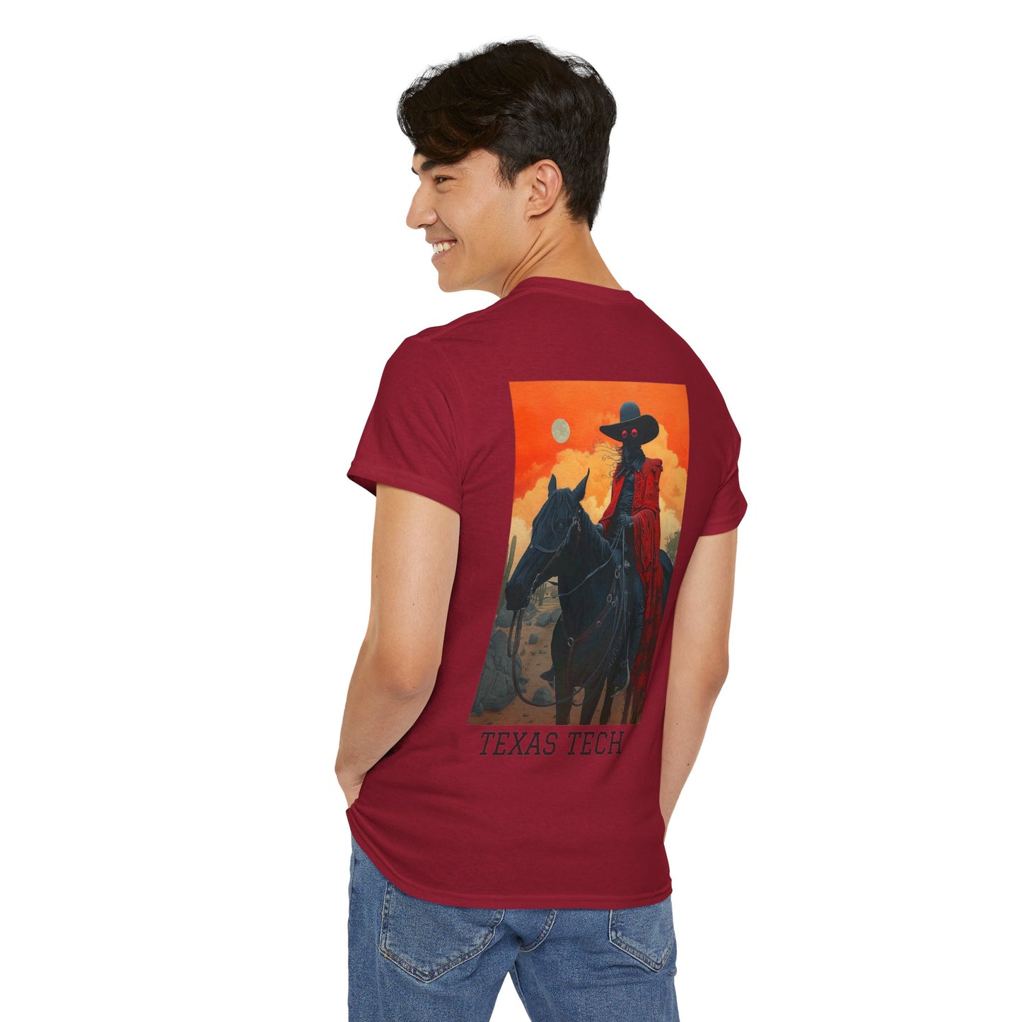 Texas Tech 01B - Unisex Heavy Cotton Tee - Image on the Back