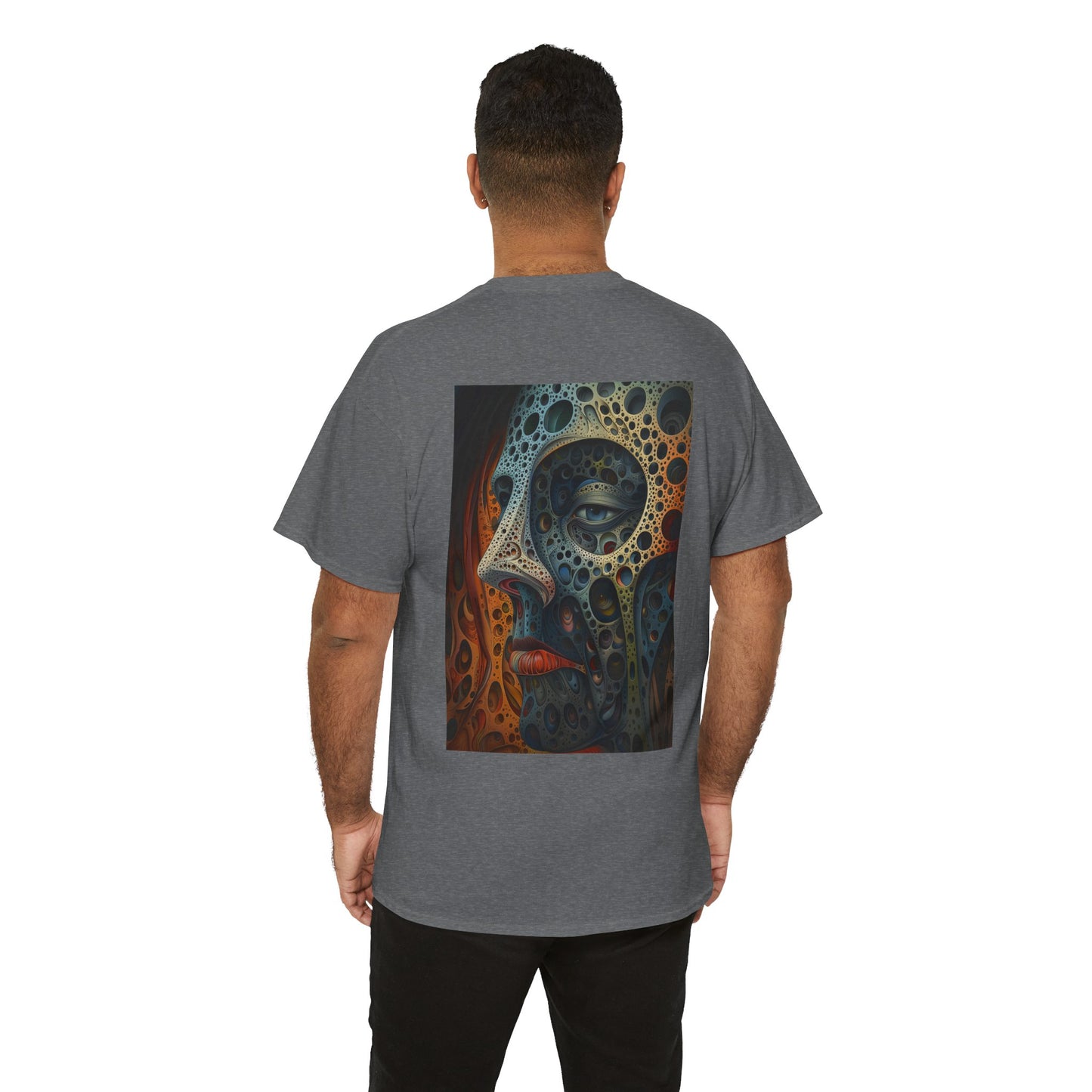 Face 01B - Unisex Heavy Cotton Tee - Image on the Back