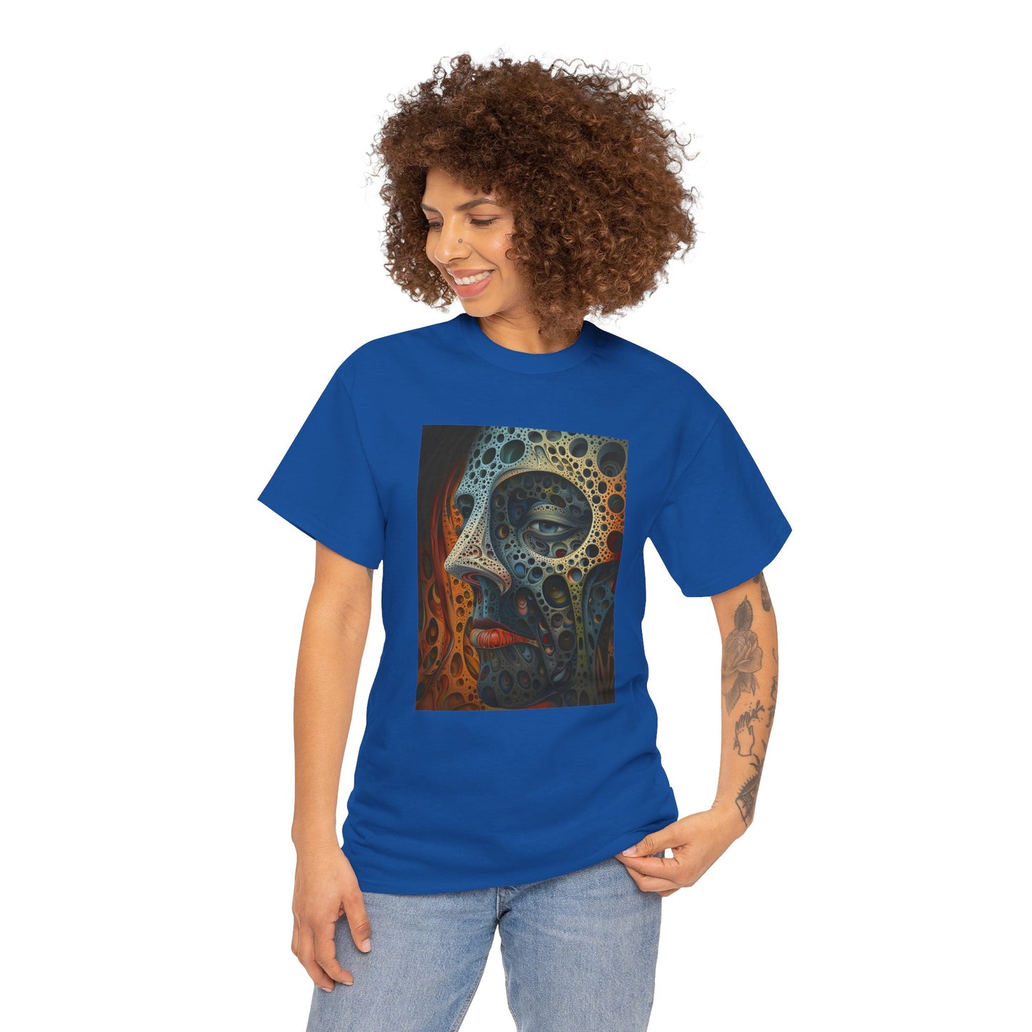 Face 01F - Unisex Heavy Cotton Tee - Image on the Front