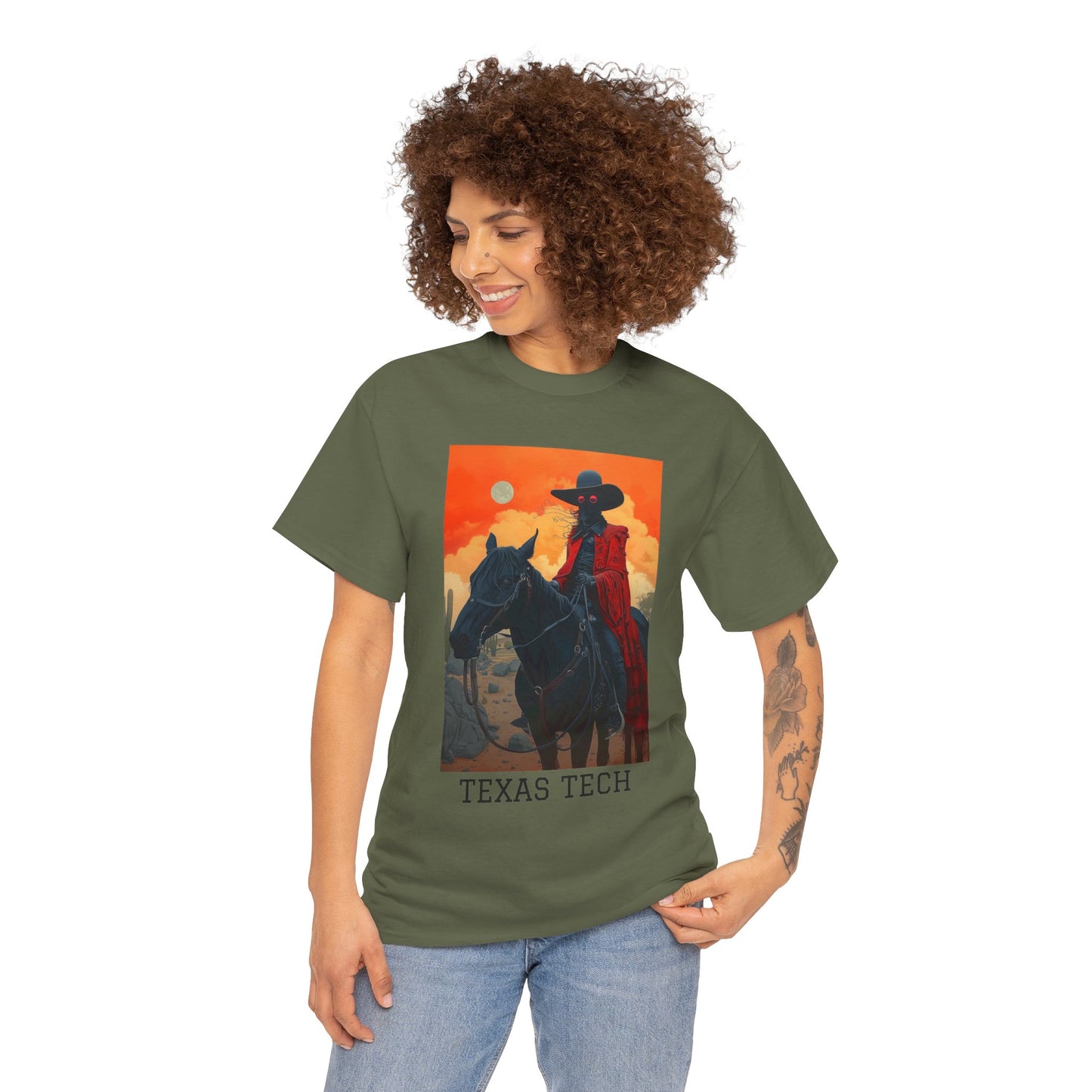Texas Tech 01F - Unisex Heavy Cotton Tee - Image on the Front