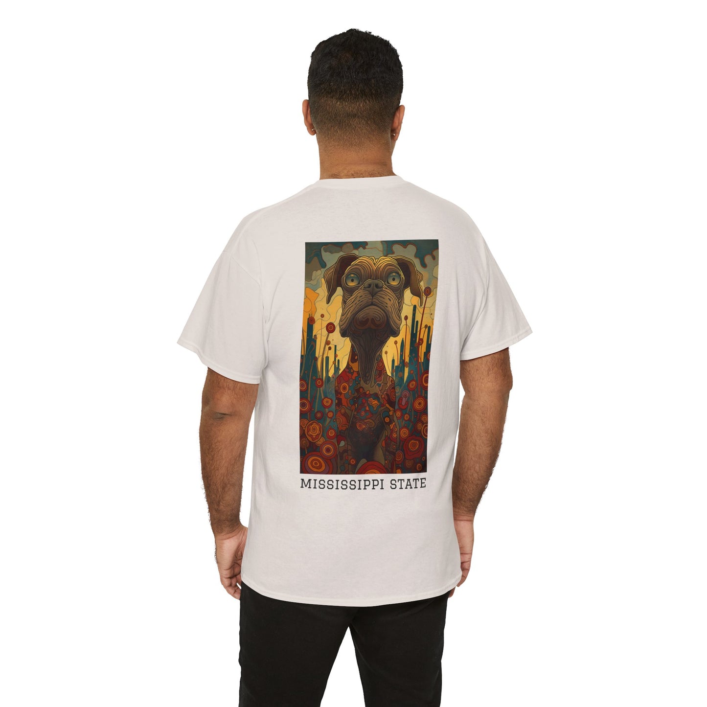 Mississippi State 01B - Unisex Heavy Cotton Tee - Image on the Back