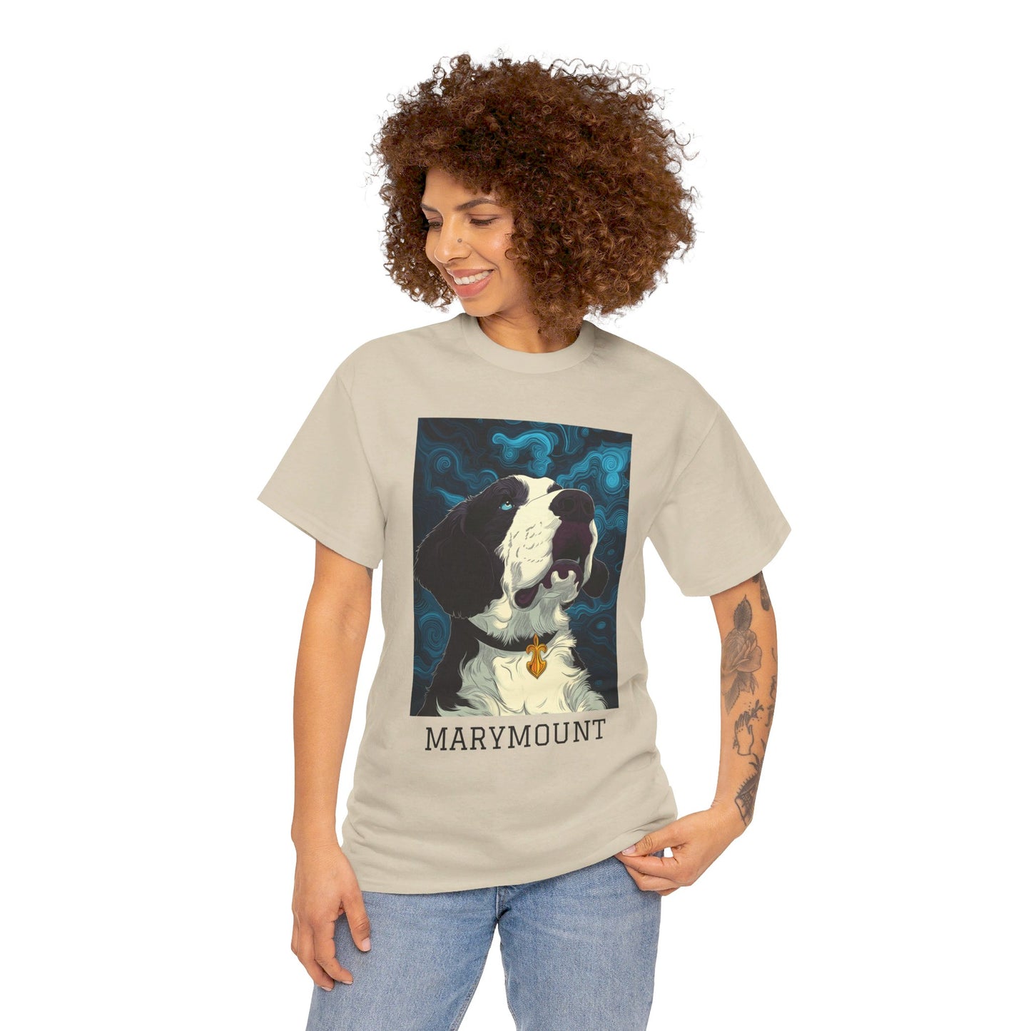 Marymount 01F - Unisex Heavy Cotton Tee - Image on the Front