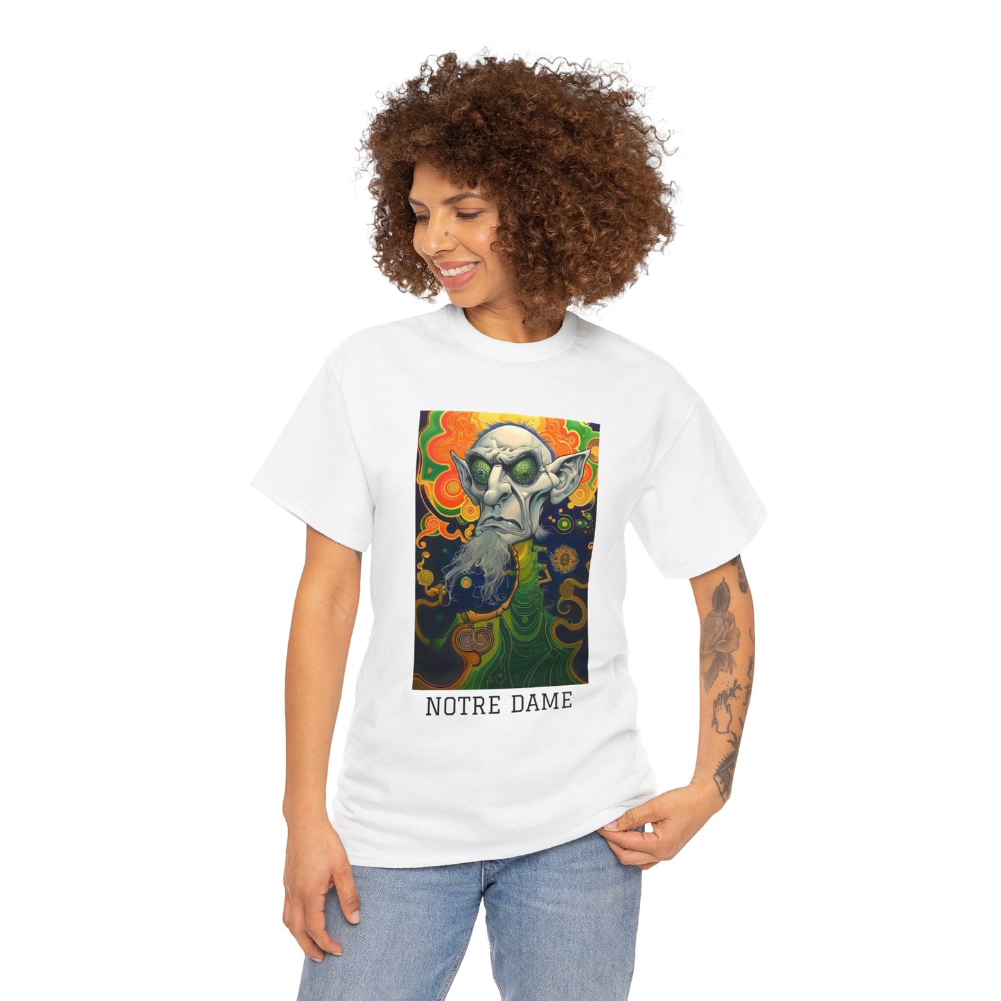 Notre Dame 03F - Unisex Heavy Cotton Tee - Image on the Front
