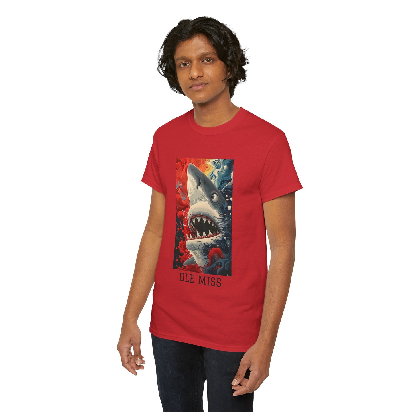 Ole Miss 01F - Unisex Heavy Cotton Tee - Image on the Front