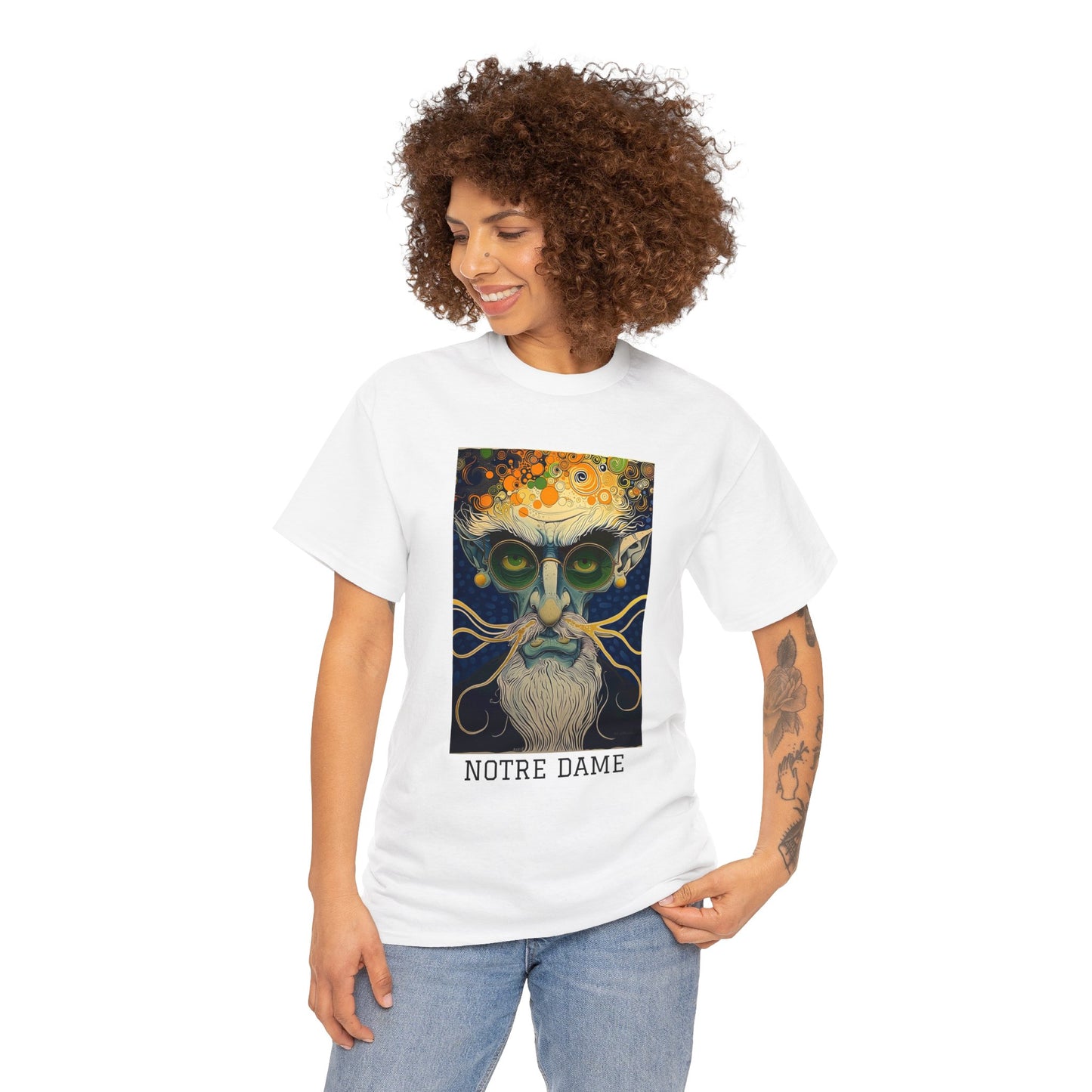 Notre Dame 02F - Unisex Heavy Cotton Tee - Image on the Front