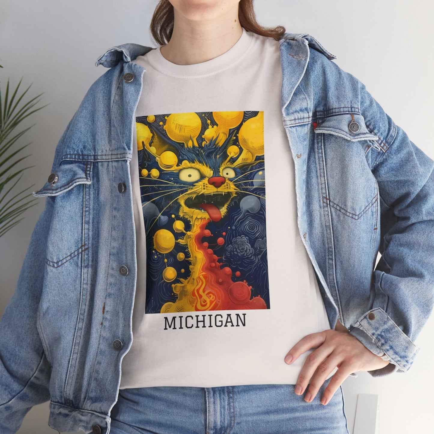 Michigan 01F - Unisex Heavy Cotton Tee - Image on the Front