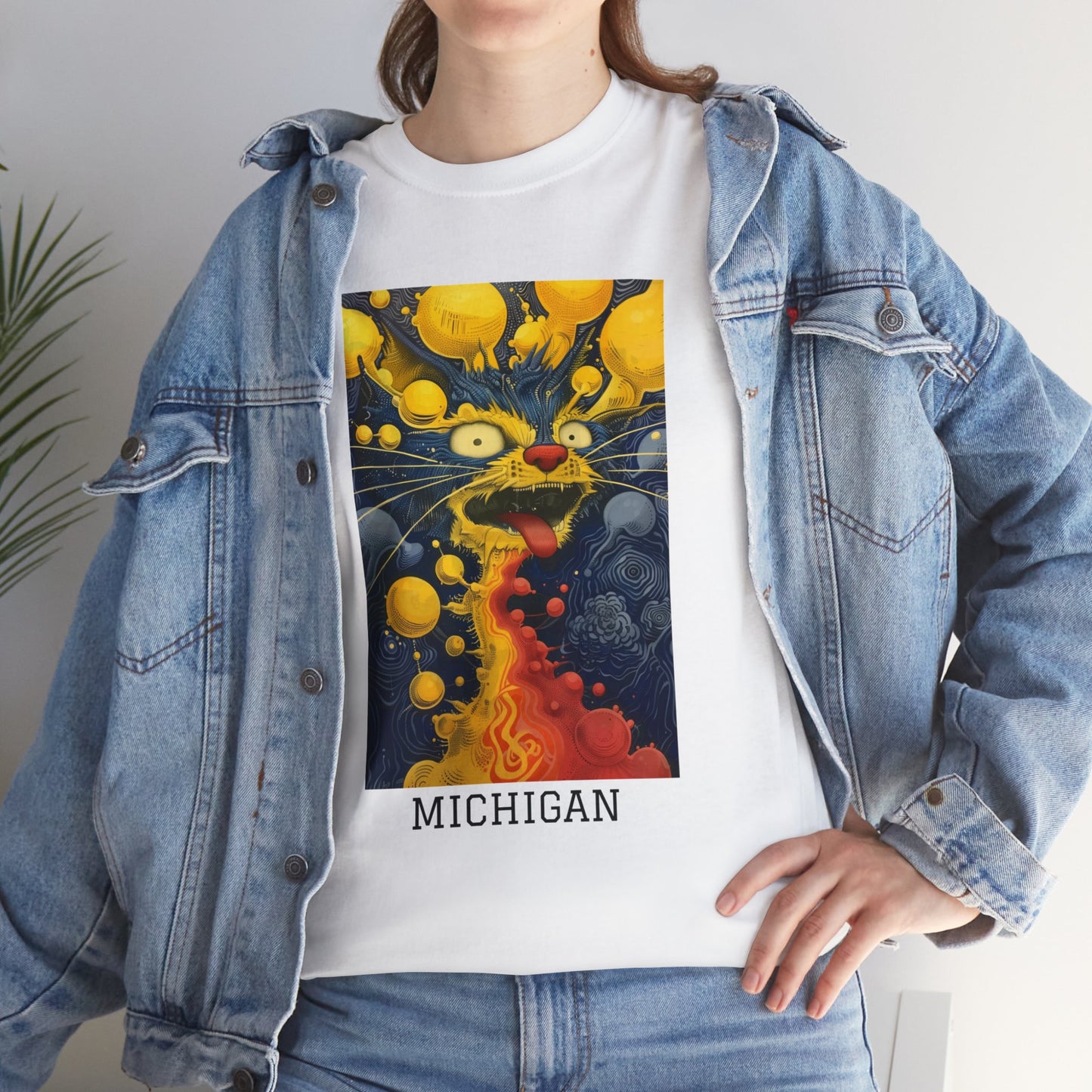 Michigan 01F - Unisex Heavy Cotton Tee - Image on the Front