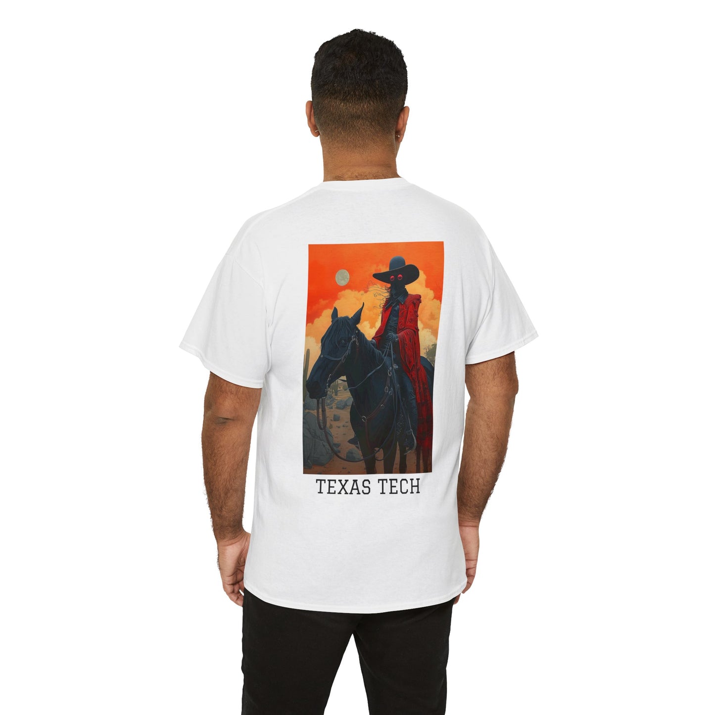 Texas Tech 01B - Unisex Heavy Cotton Tee - Image on the Back