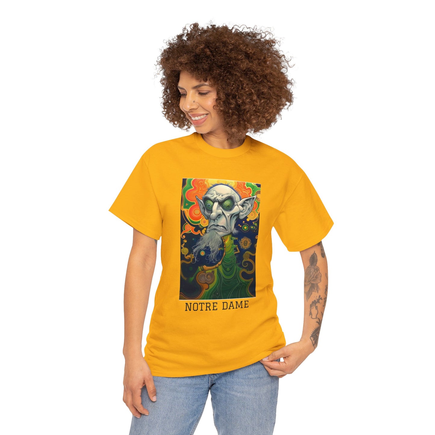 Notre Dame 03F - Unisex Heavy Cotton Tee - Image on the Front