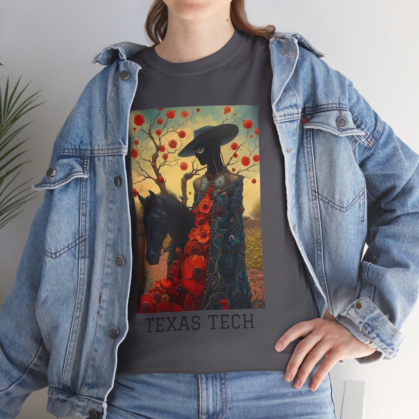 Texas Tech 03F - Unisex Heavy Cotton Tee - Image on the Front