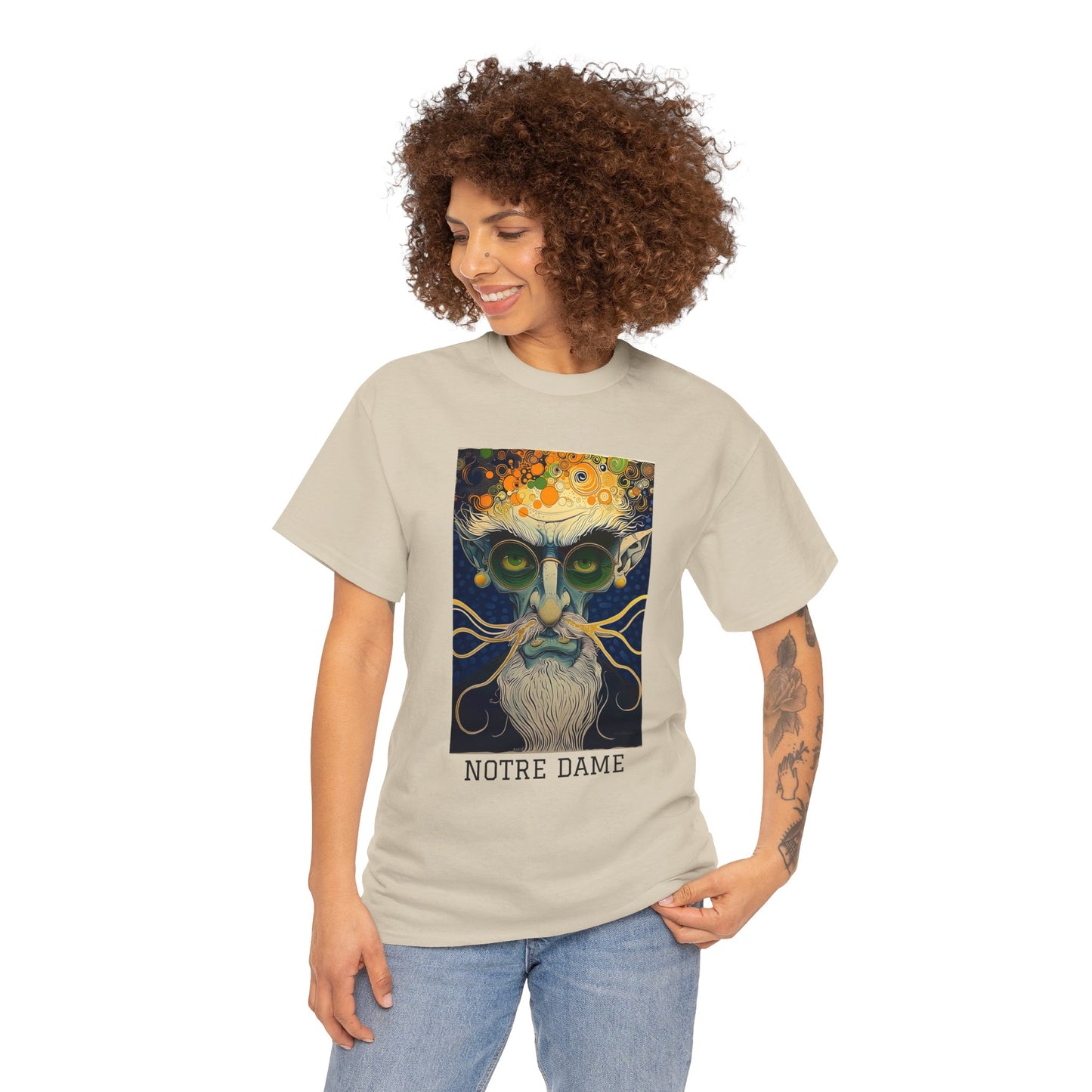 Notre Dame 02F - Unisex Heavy Cotton Tee - Image on the Front