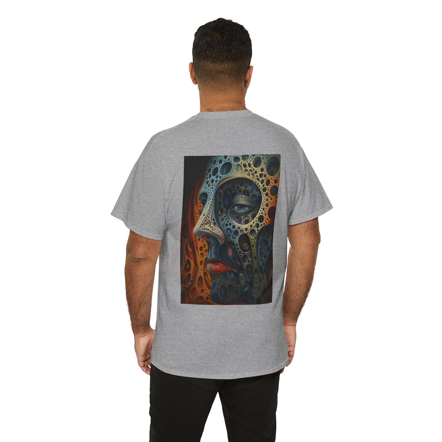 Face 01B - Unisex Heavy Cotton Tee - Image on the Back