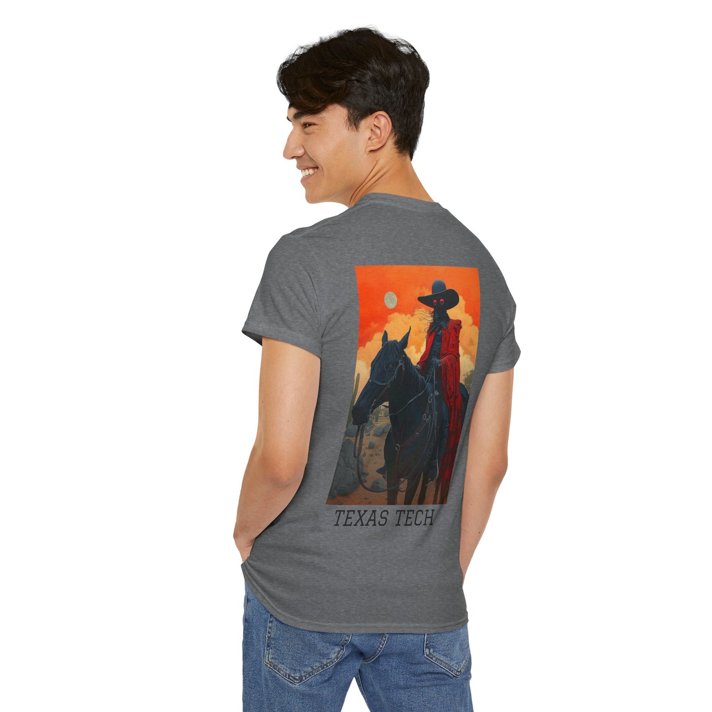 Texas Tech 01B - Unisex Heavy Cotton Tee - Image on the Back