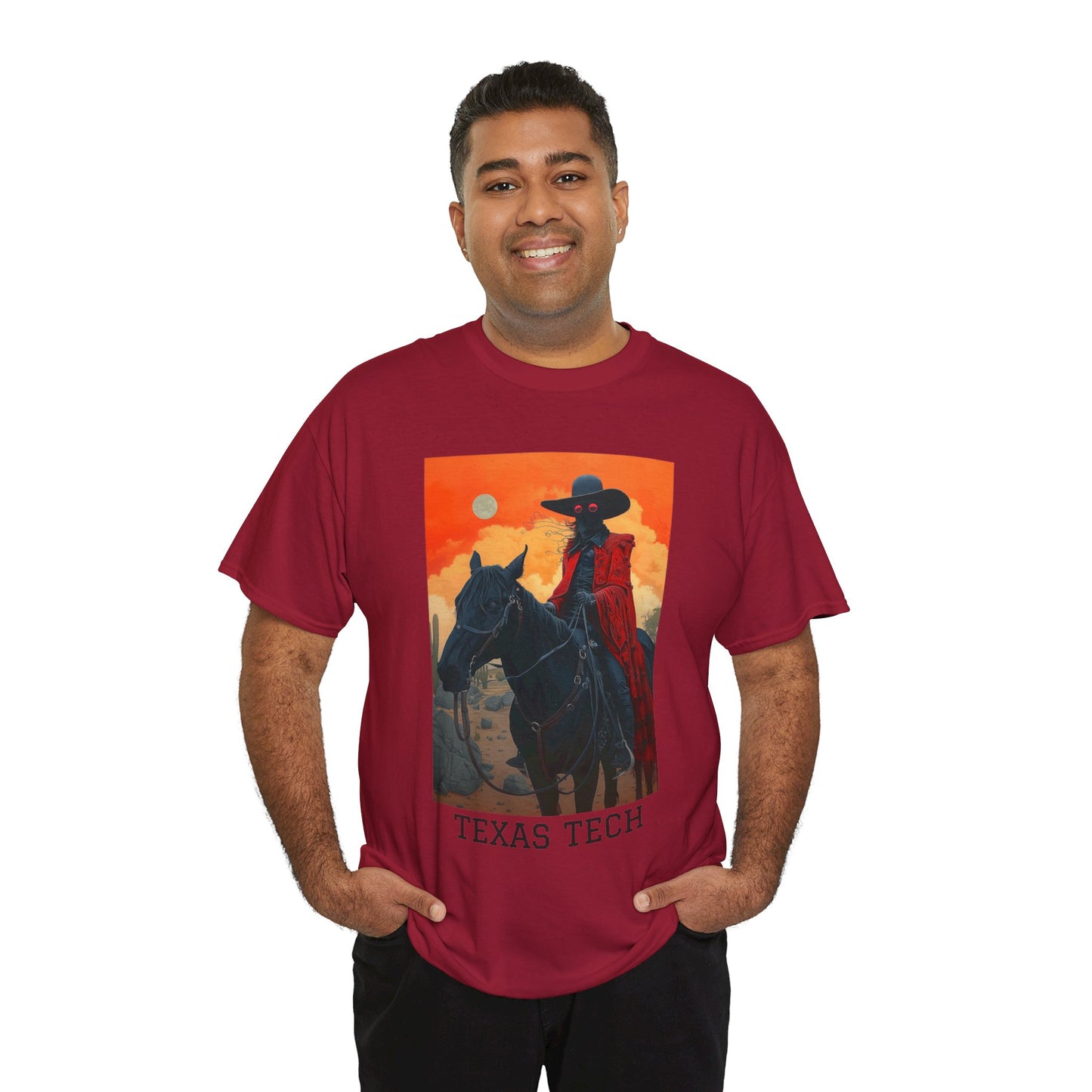 Texas Tech 01F - Unisex Heavy Cotton Tee - Image on the Front