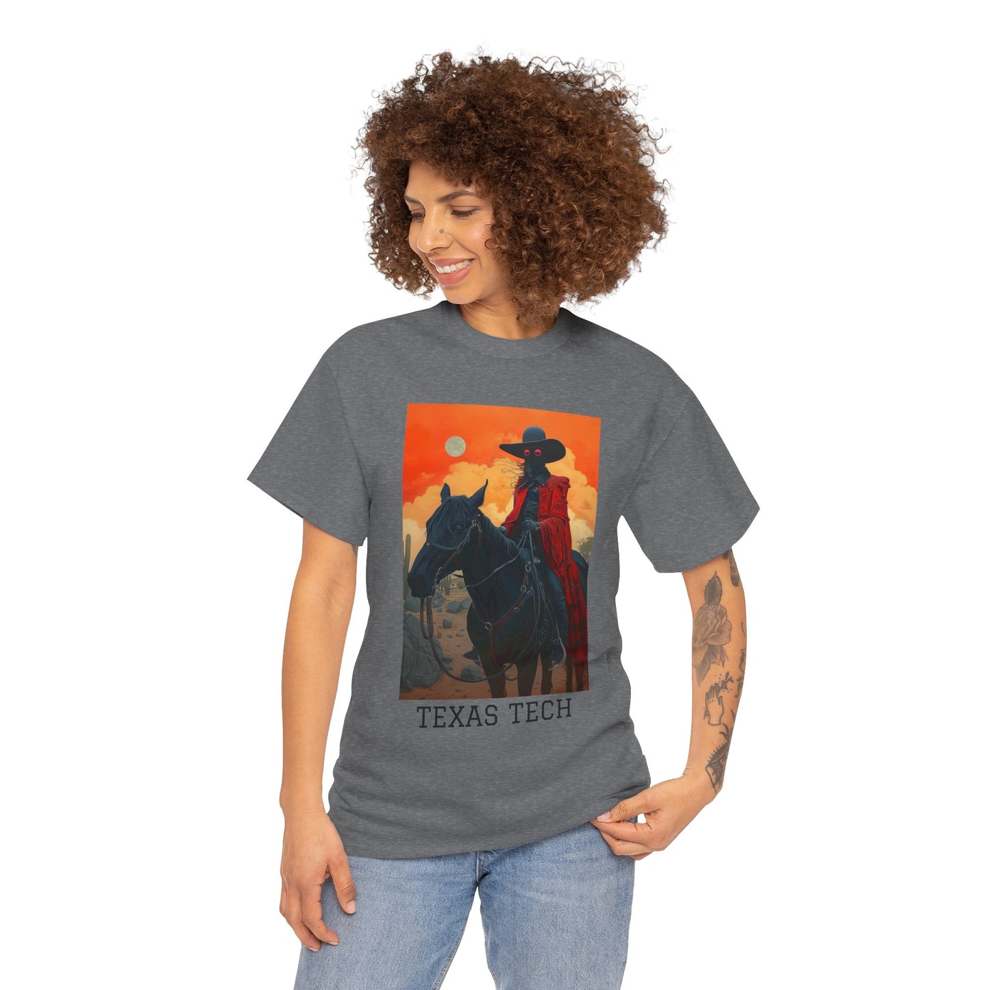 Texas Tech 01F - Unisex Heavy Cotton Tee - Image on the Front